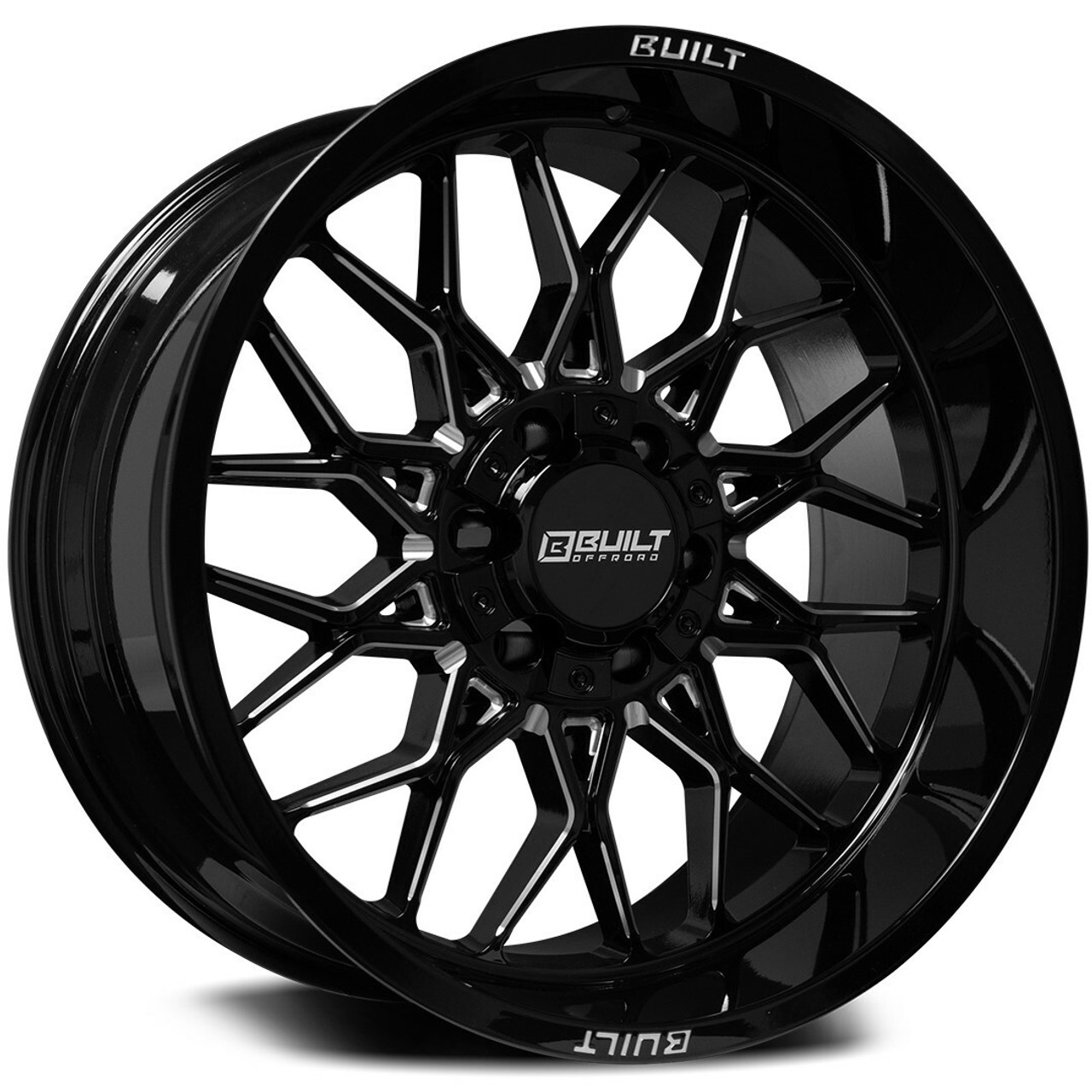 22" Axe Wheels BTO-2 Gloss Black Milled 22x12 Wheel 5x5 5x5.5 -44mm Lifted Truck