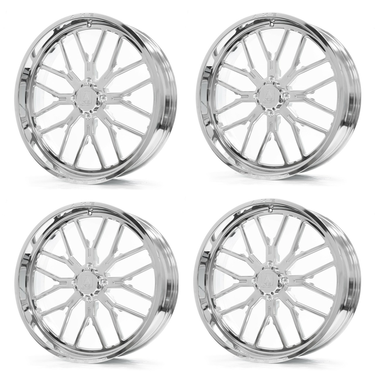 Set 4 22" Axe Wheels AF6 UTV Full Polished 22x7 Wheels 4x137 4x156 0mm Rims