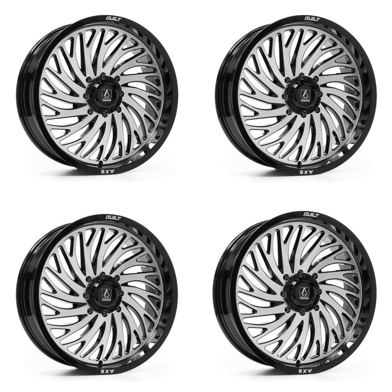 Set 4 20" Axe Wheels Hydra UTV Black & Polished Face 20x7 4x137 4x156 10mm Rims