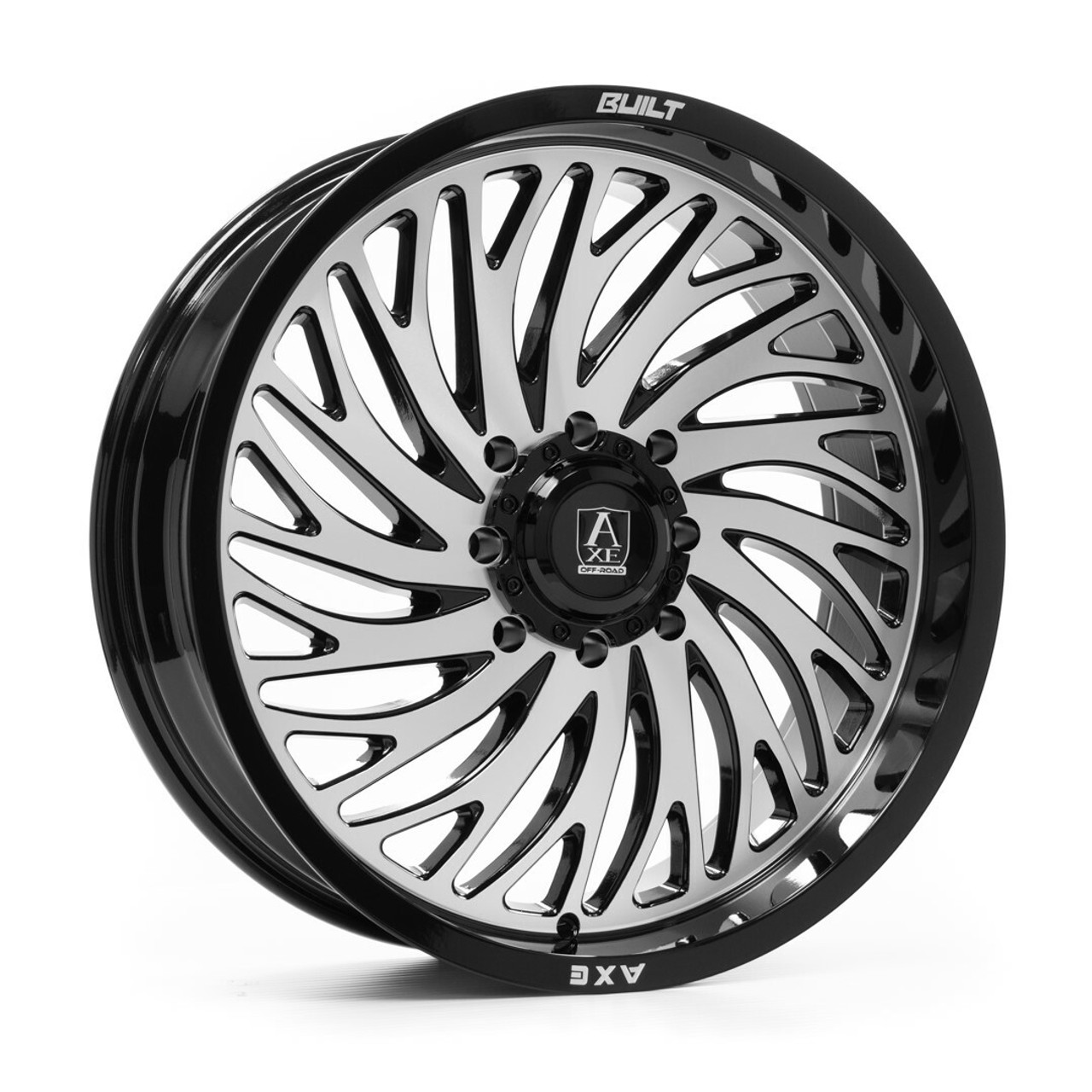 Set 4 20" Axe Wheels Hydra UTV Black & Polished Face 20x7 4x137 4x156 10mm Rims