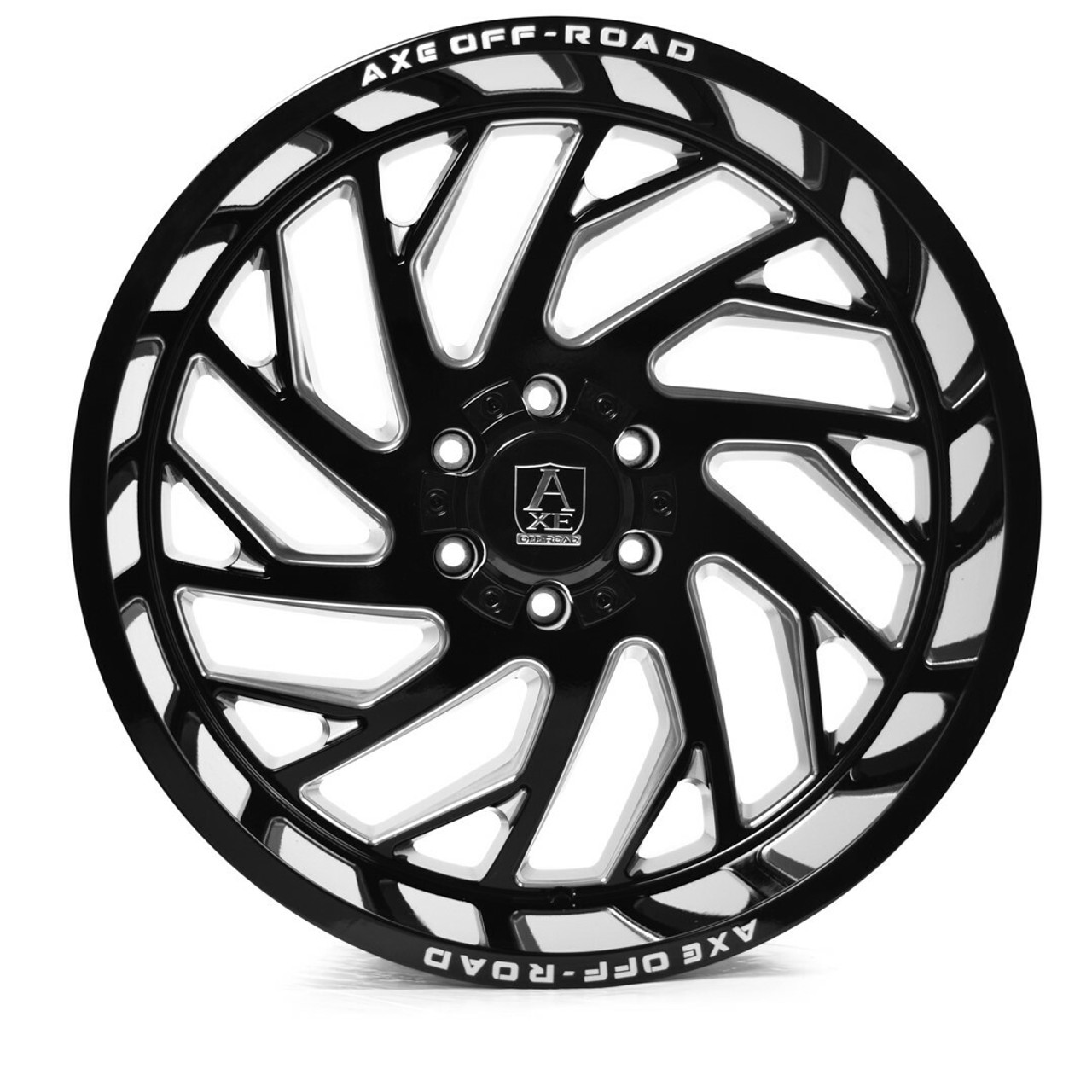 22" Axe Wheels Zeus Gloss Black Milled 22x12 Wheel 6x135 6x5.5 -44mm Lifted Rim