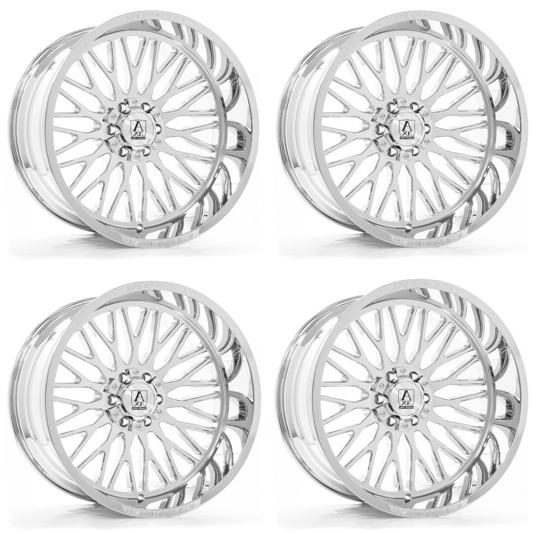Set 4 22" Axe Wheels Kratos Chrome 22x12 8x170 -44mm Lifted For Ford Truck