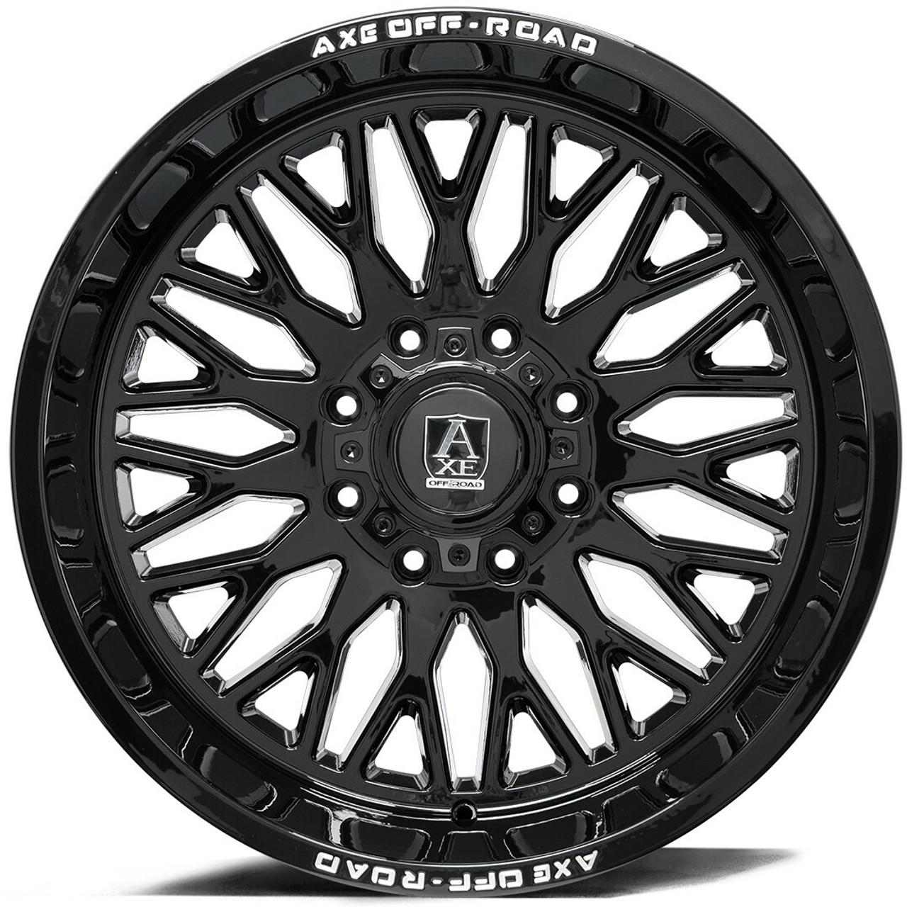 22" Axe Wheels Kratos Gloss Black 22x12 Wheel 6x135 6x5.5 -44mm Lifted Truck Rim