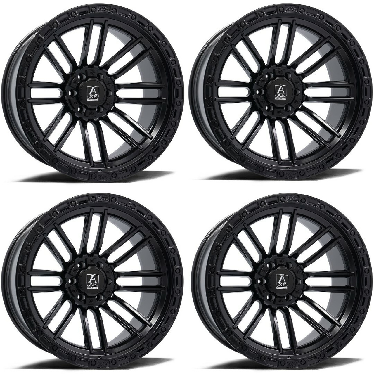 Set 4 22" Axe Wheels Icarus Satin Black 22x10 8x6.5 -19mm Lifted Truck Rims
