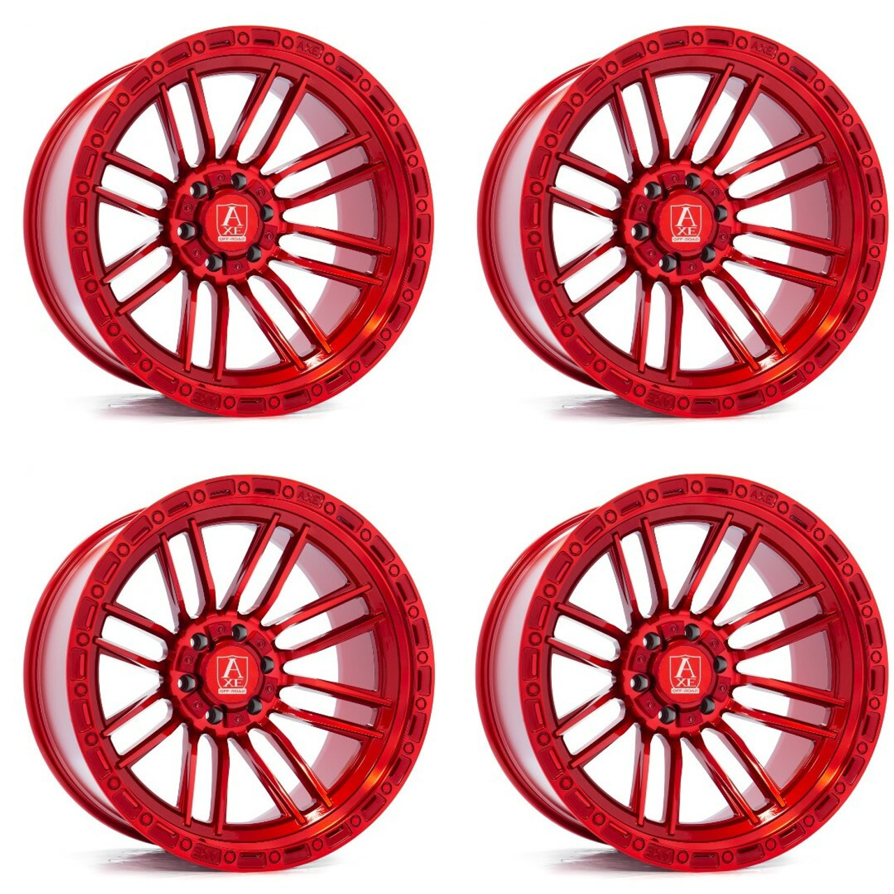 Set 4 22" Axe Wheels Icarus Candy Red 22x12 Wheels 8x6.5 -44mm Lifted Truck Rims