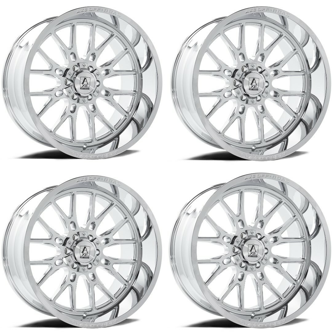 Set 4 24" Axe Wheels Atlas Chrome 24x12 8x180 -44mm Lifted For Chevy GMC Rims