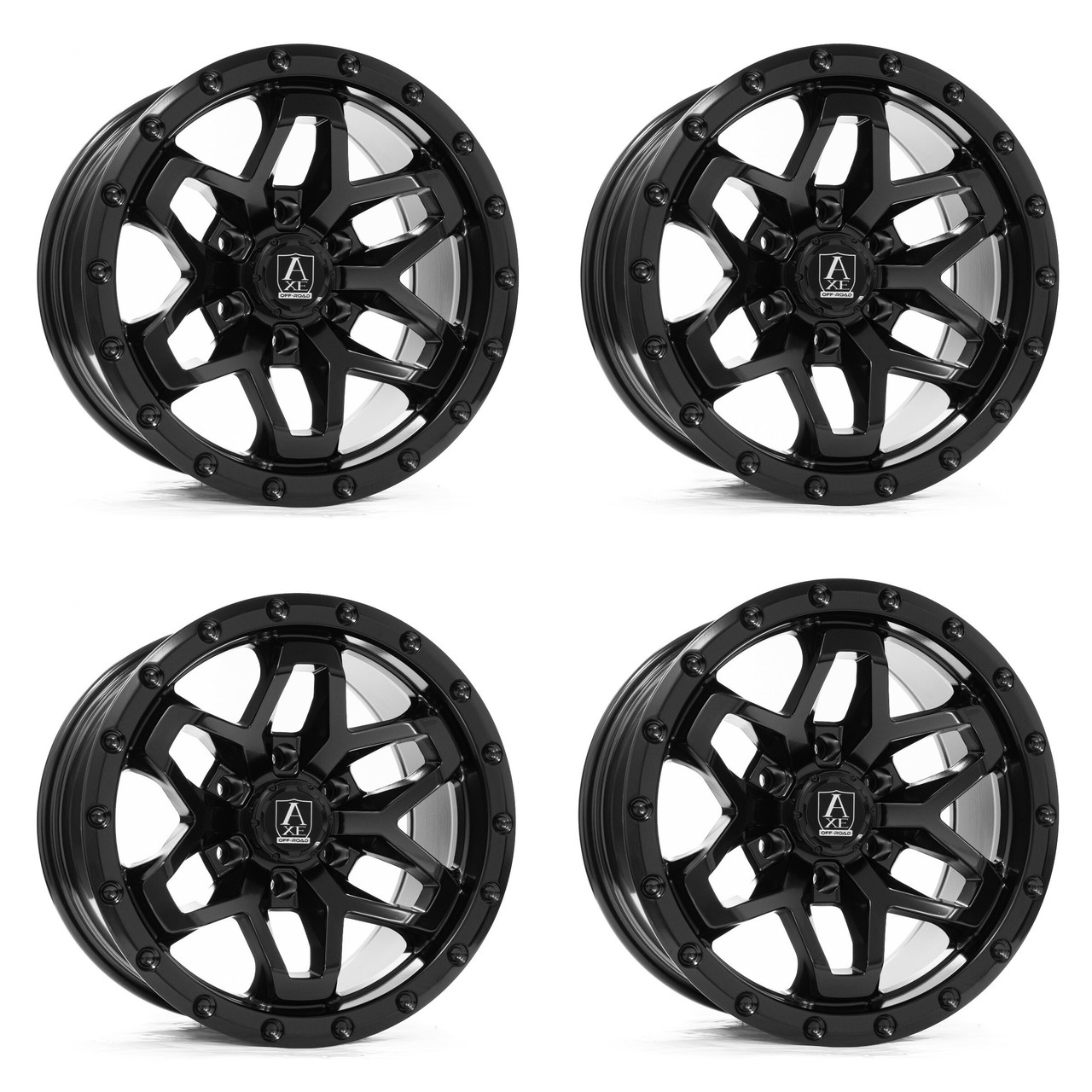 Set 4 17" Axe Wheels Syrinks Satin Black 17x9 6x5.5 -15mm Lifted Truck SUV Rims