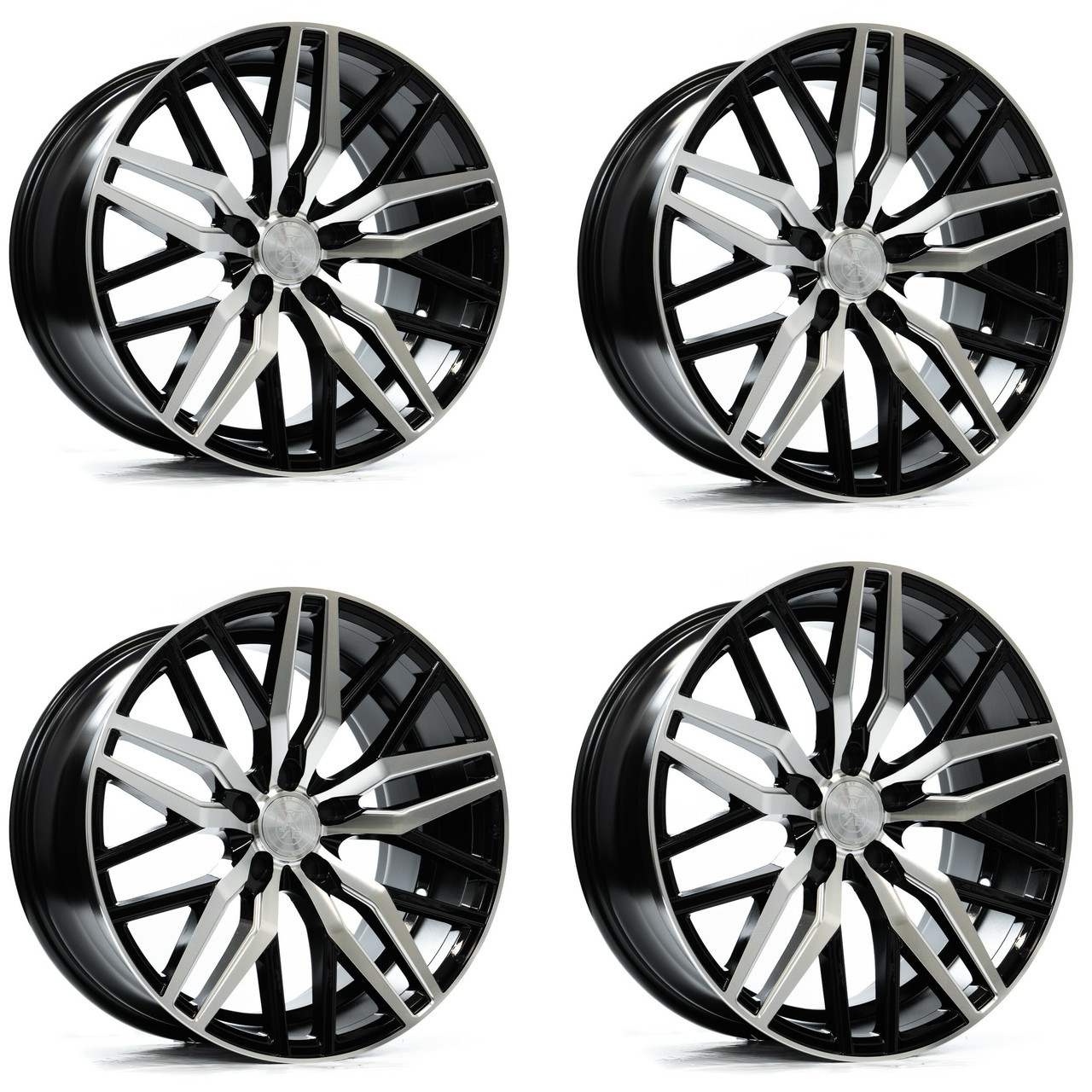 Set 4 22" Axe Wheels EX30 Black & Polished Face 22x10.5 Wheels 5x108 25mm Rims
