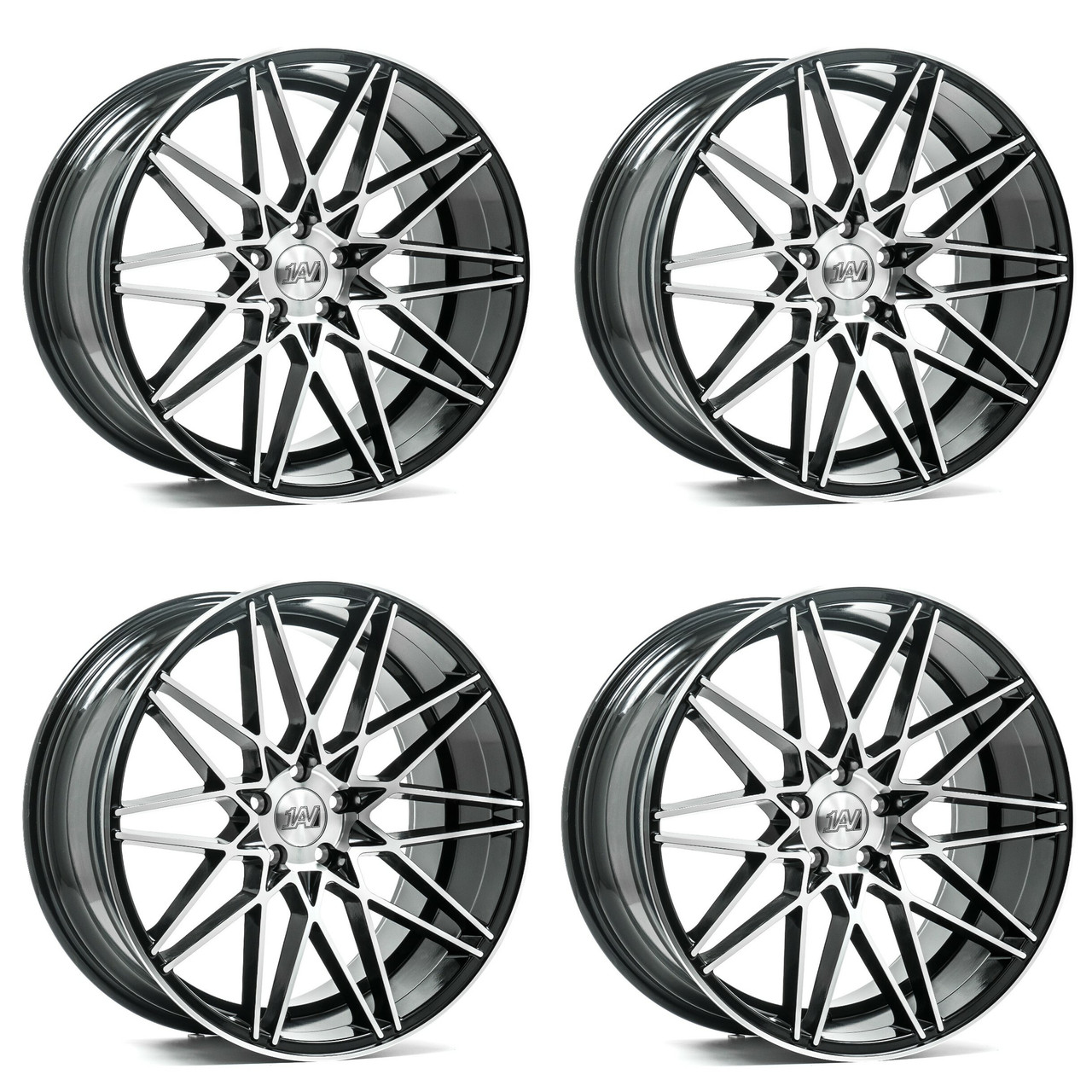 Set 4 22" Axe Wheels ZX4 Black & Polished Face 22x10.5 Wheels 5x120 38mm Rims