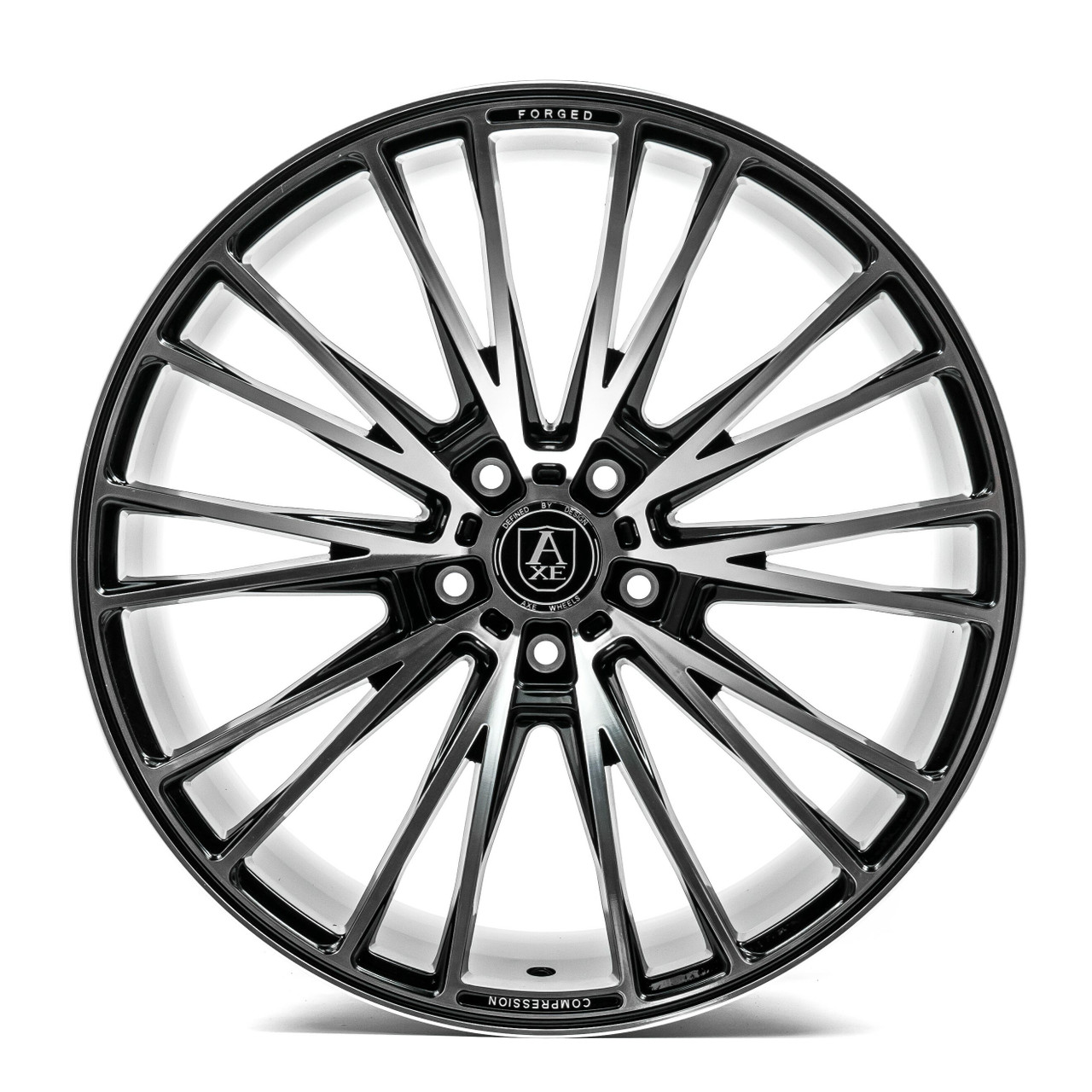 22" Axe Wheels CF2 Black & Polished Face 22x9 Wheel 5x110 35mm Rim