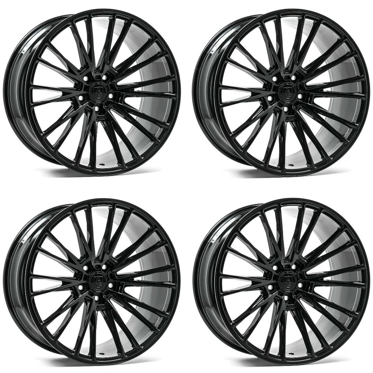 Set 4 22" Axe Wheels CF2 Gloss Black 22x9 Wheels 5x120 25mm Rims