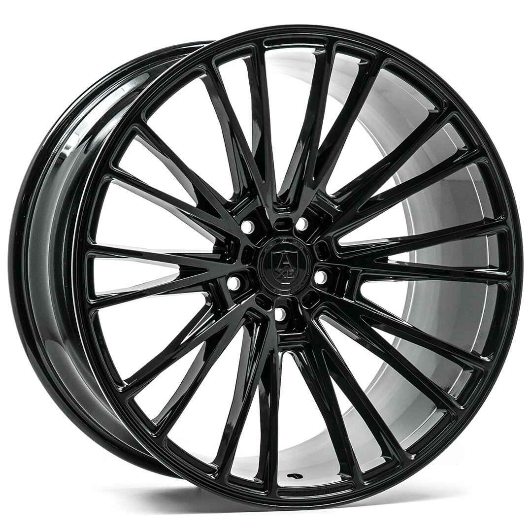 Set 4 20" Axe Wheels CF2 Gloss Black 20x10 Wheels 5x108 40mm Rims