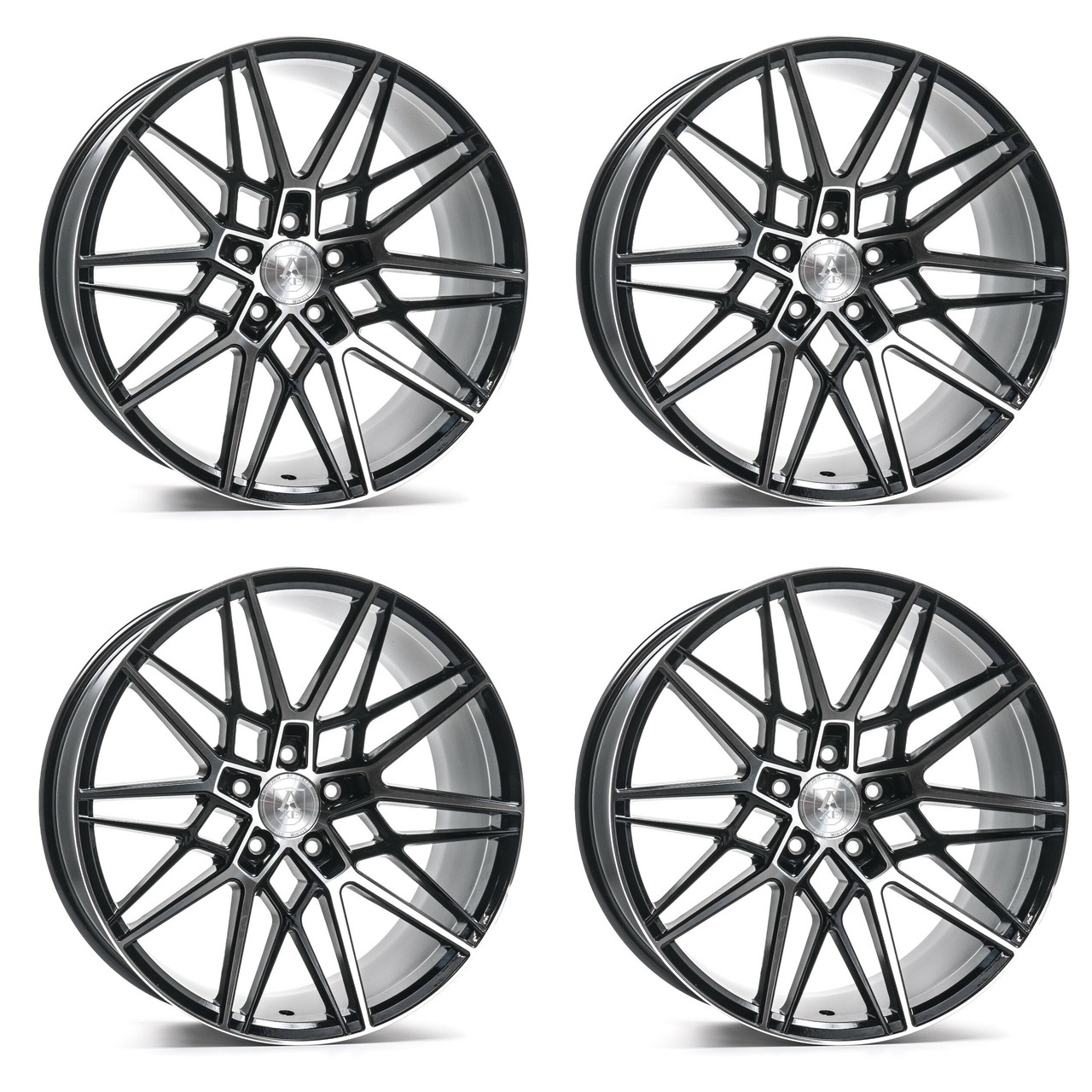 Set 4 20" Axe Wheels CF1 Black & Polished Face 20x9 Wheels 5x108 38mm Rims