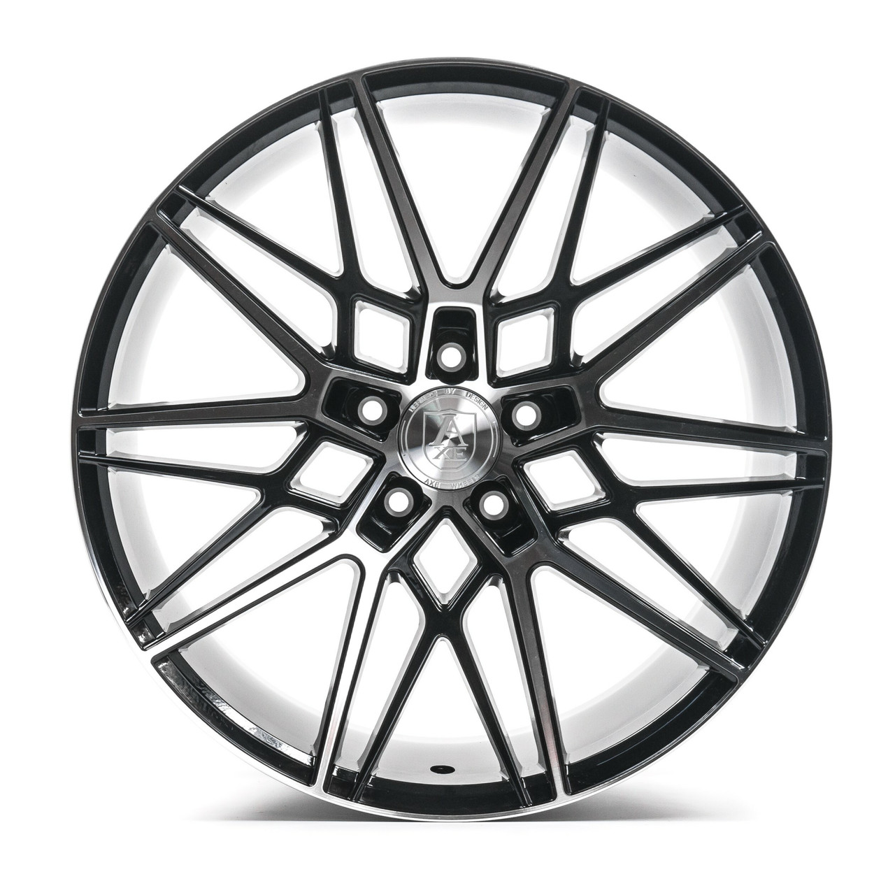 Set 4 20" Axe Wheels CF1 Black & Polished Face 20x9 Wheels 5x108 38mm Rims