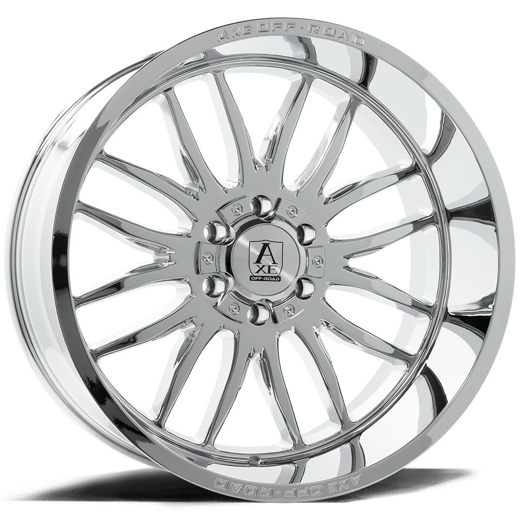 Set 4 24" Axe Wheels Hades Chrome 24x12 8x6.5 -44mm Lifted Offroad Truck Rims