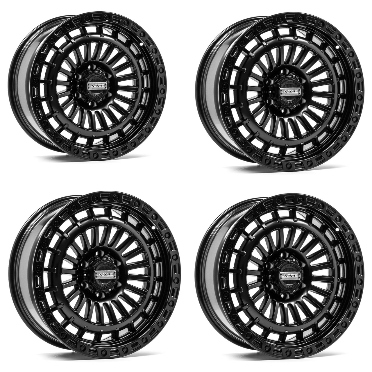 Set 4 17" Axe Wheels Triton Satin Black 17x9 5x5 -15mm Lifted For Jeep Truck Rim