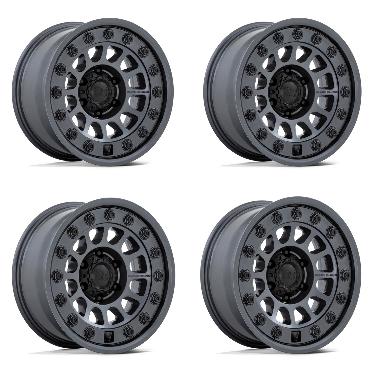 Set 4 Black Rhino BR012 Outback 18x8.5 Matte Gunmetal 5x5 18" 0mm For Jeep Rims