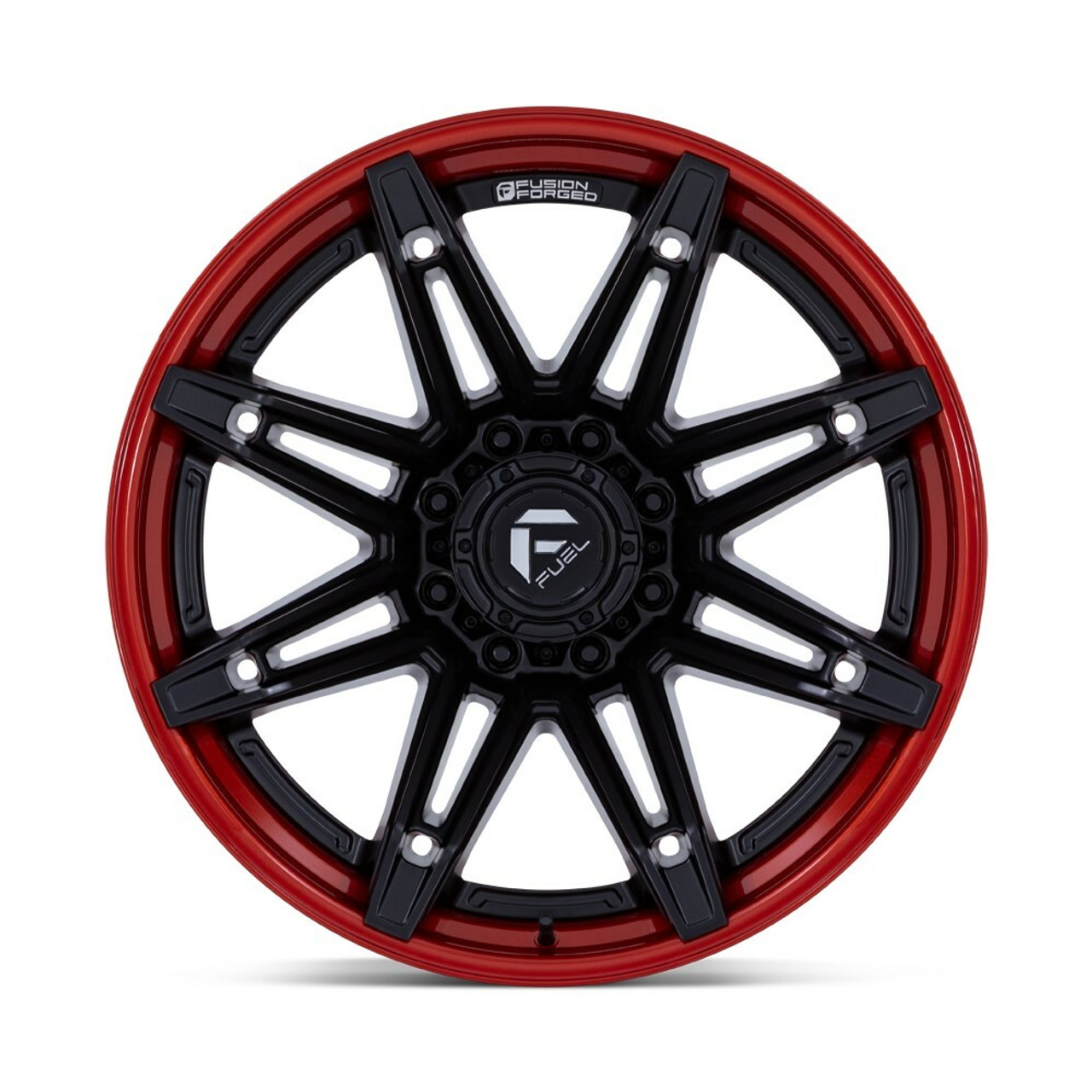 Fuel FC401 Brawl 20x10 8x180 Matte Black Candy Red Lip 20" -18mm For Chevy GMC