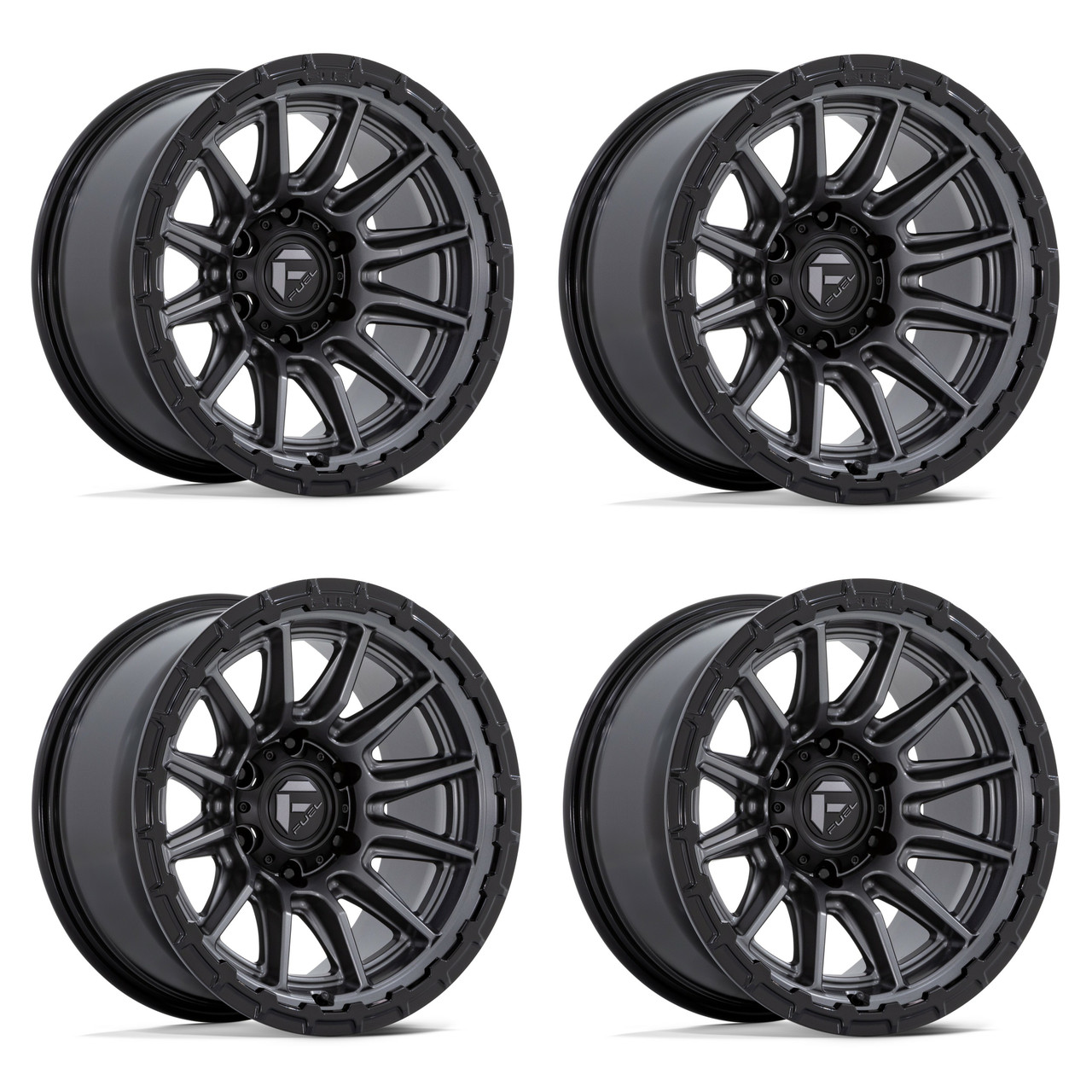 Set 4 Fuel FC866 Piston 20x10 6x5.5 Matte Gunmetal Gloss Black Wheels 20" -18mm