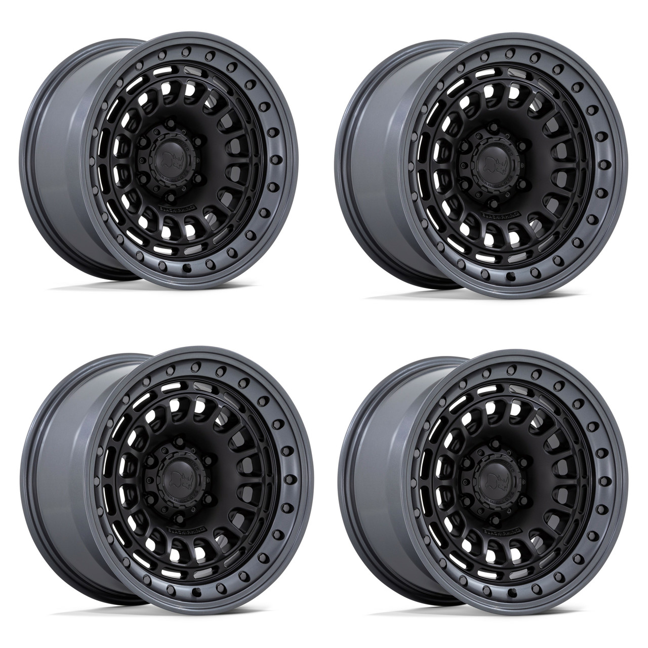 Set 4 Black Rhino BR014 Sahara 17x9 Matte Black Gunmetal Wheels 5x5 17" -12mm