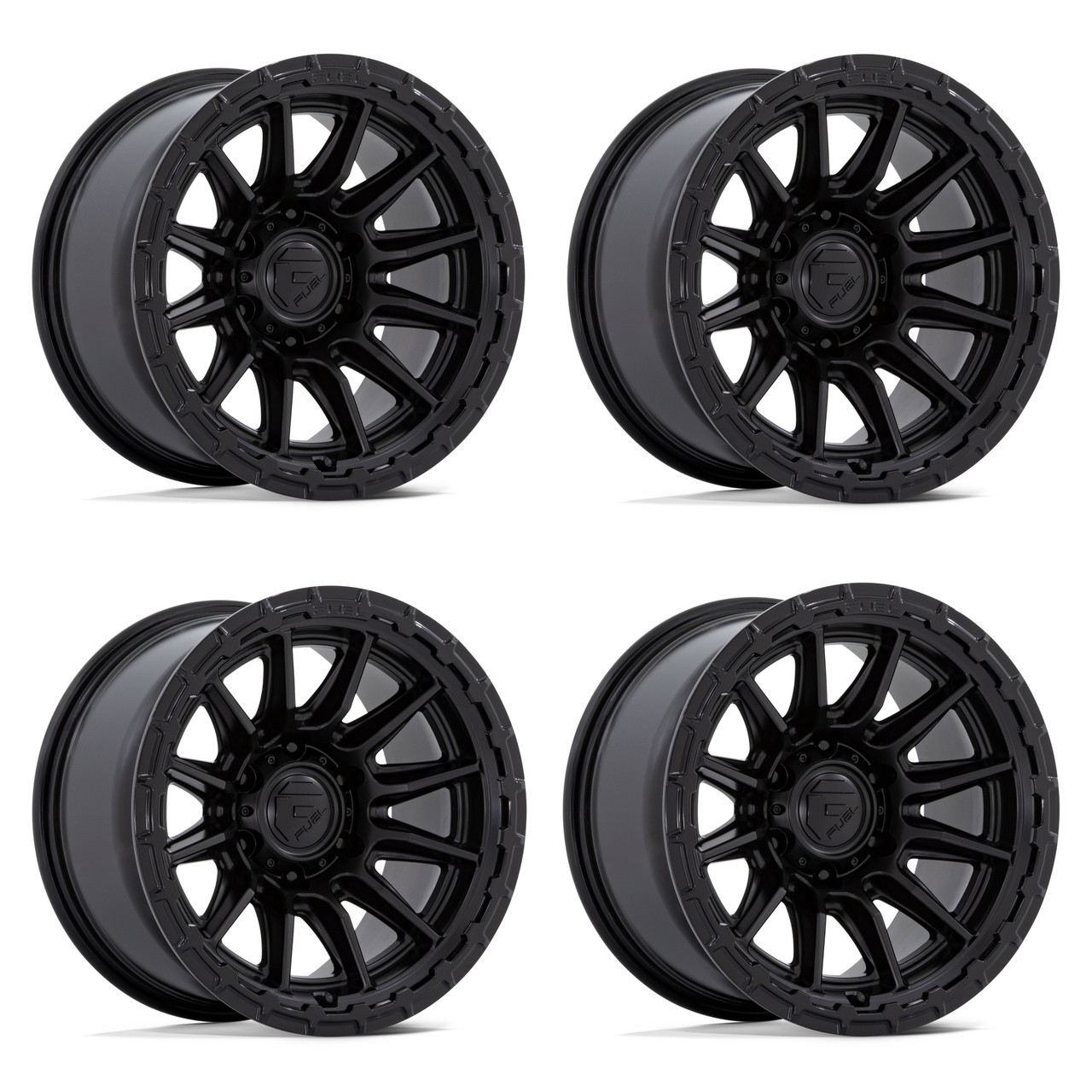 Set 4 Fuel FC866 Piston 20x10 5x5 Blackout Wheels 20" -18mm Lifted For Jeep Rims