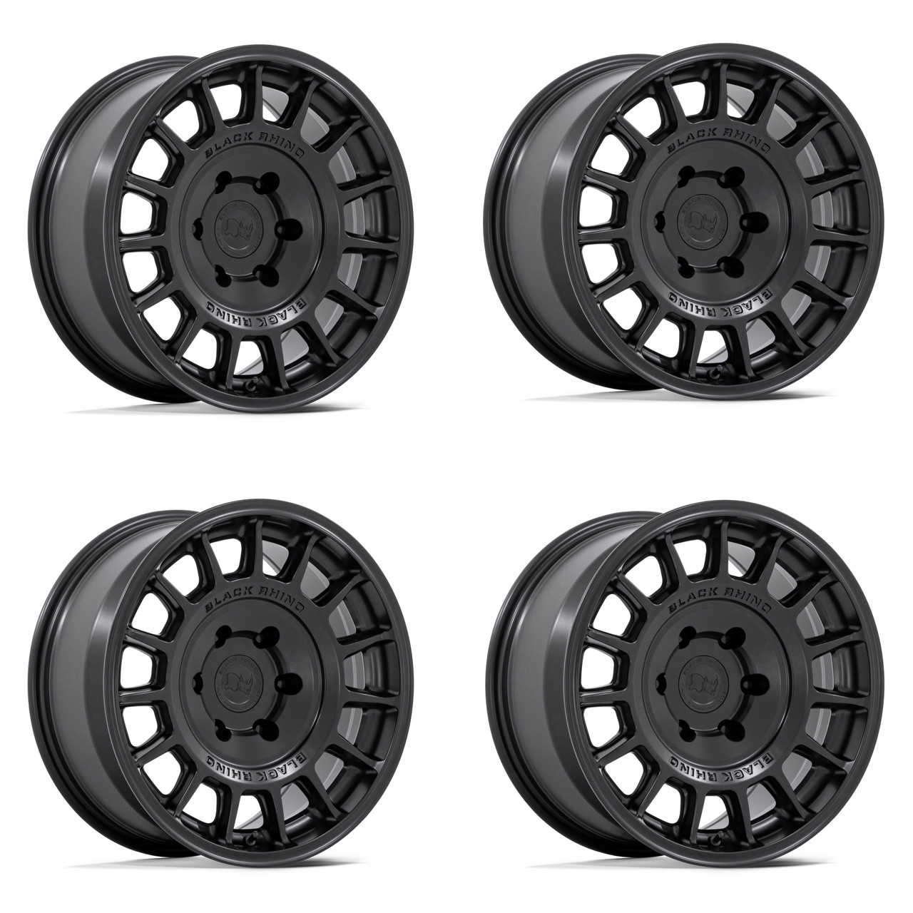 Set 4 Black Rhino BR015 Voll 17x8 Matte Black Wheels 5x120 17" 38mm Rims