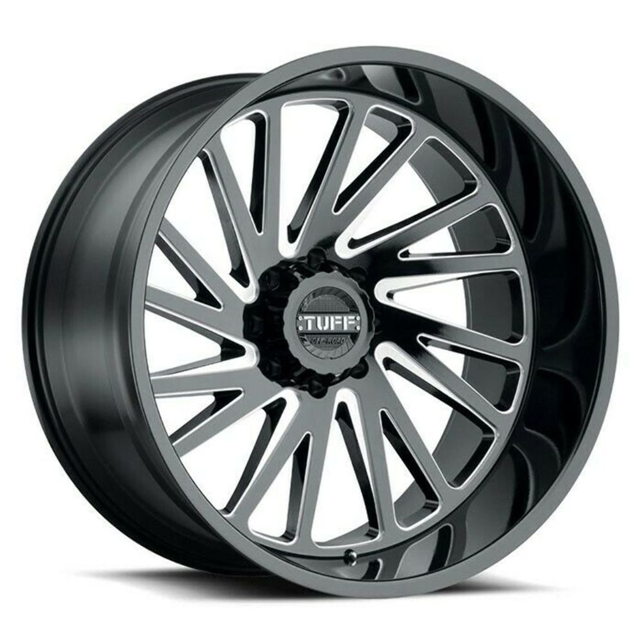 Tuff T2A 22x12 8x170 Gloss Black W/ Milled Spokes Wheel 22" -45mm Rim Tuff T2A 22x12 8x170 Gloss Black W/ Milled Spokes Wheel 22" -45mm Rim