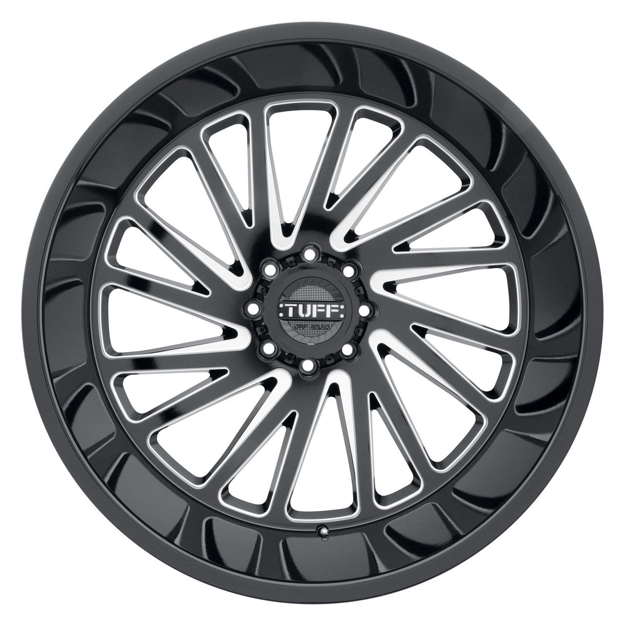 Tuff T2A 22x12 8x170 Gloss Black W/ Milled Spokes Wheel 22" -45mm Rim Tuff T2A 22x12 8x170 Gloss Black W/ Milled Spokes Wheel 22" -45mm Rim