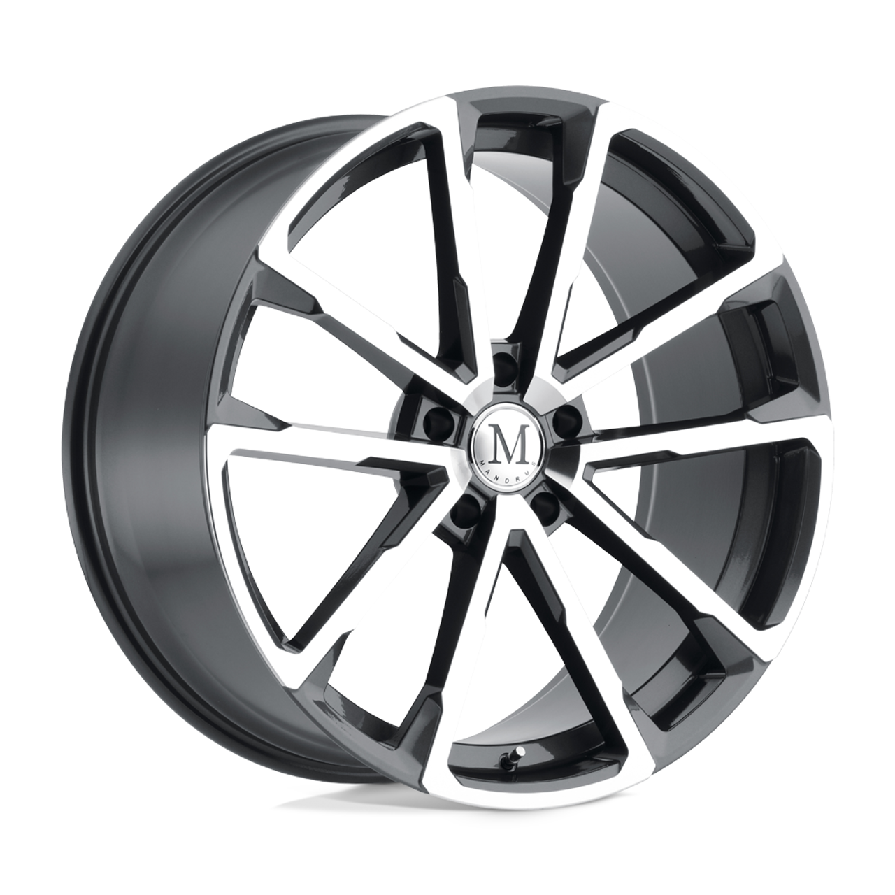 Mandrus Wolf 22x10.5 5x130 Gloss Gunmetal W/ Mirror Cut Face Wheel 22" 35mm Rim