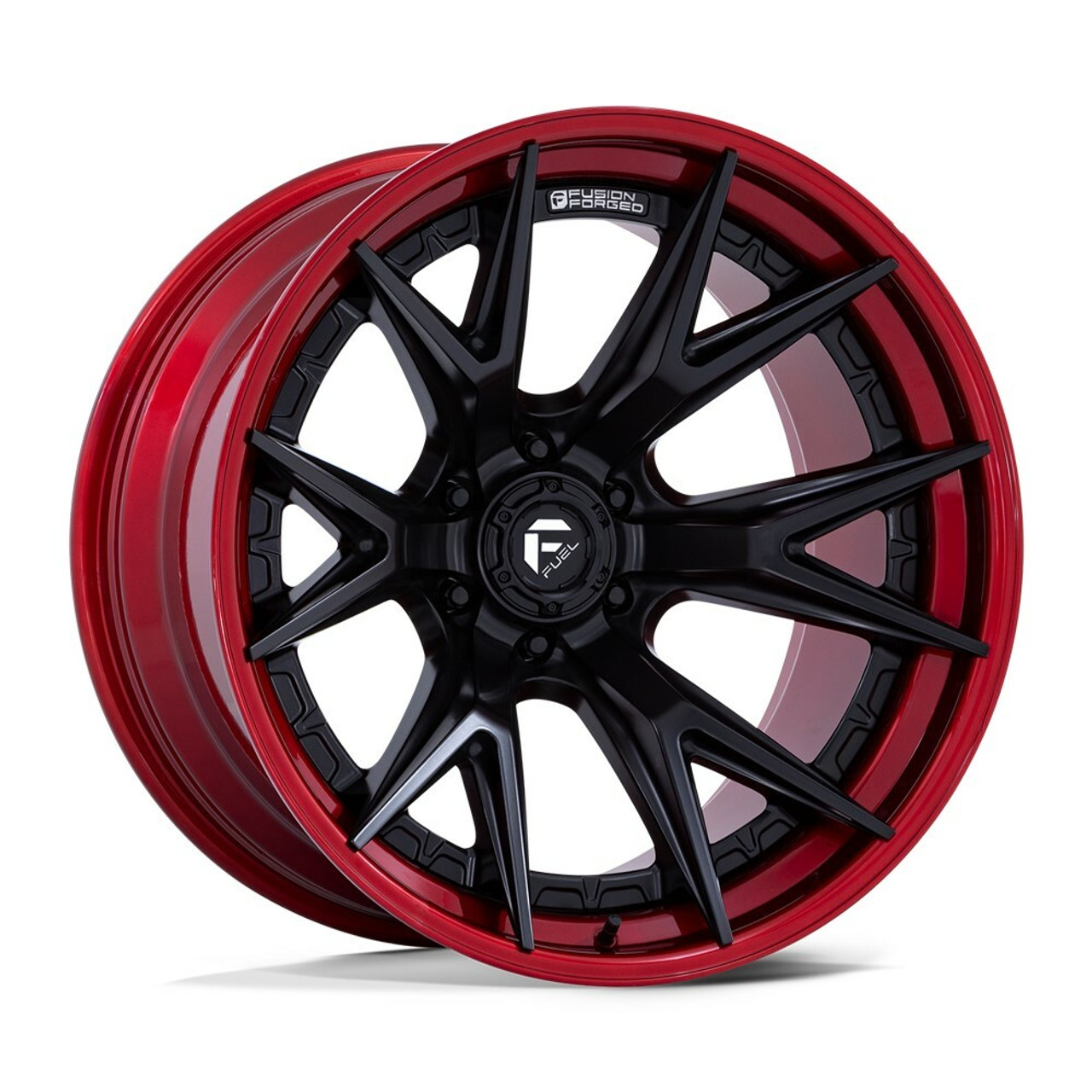 Set 4 Fuel FC402 Catalyst 20x10 6x5.5 Matte Black Candy Red Lip Wheels 20" -18mm