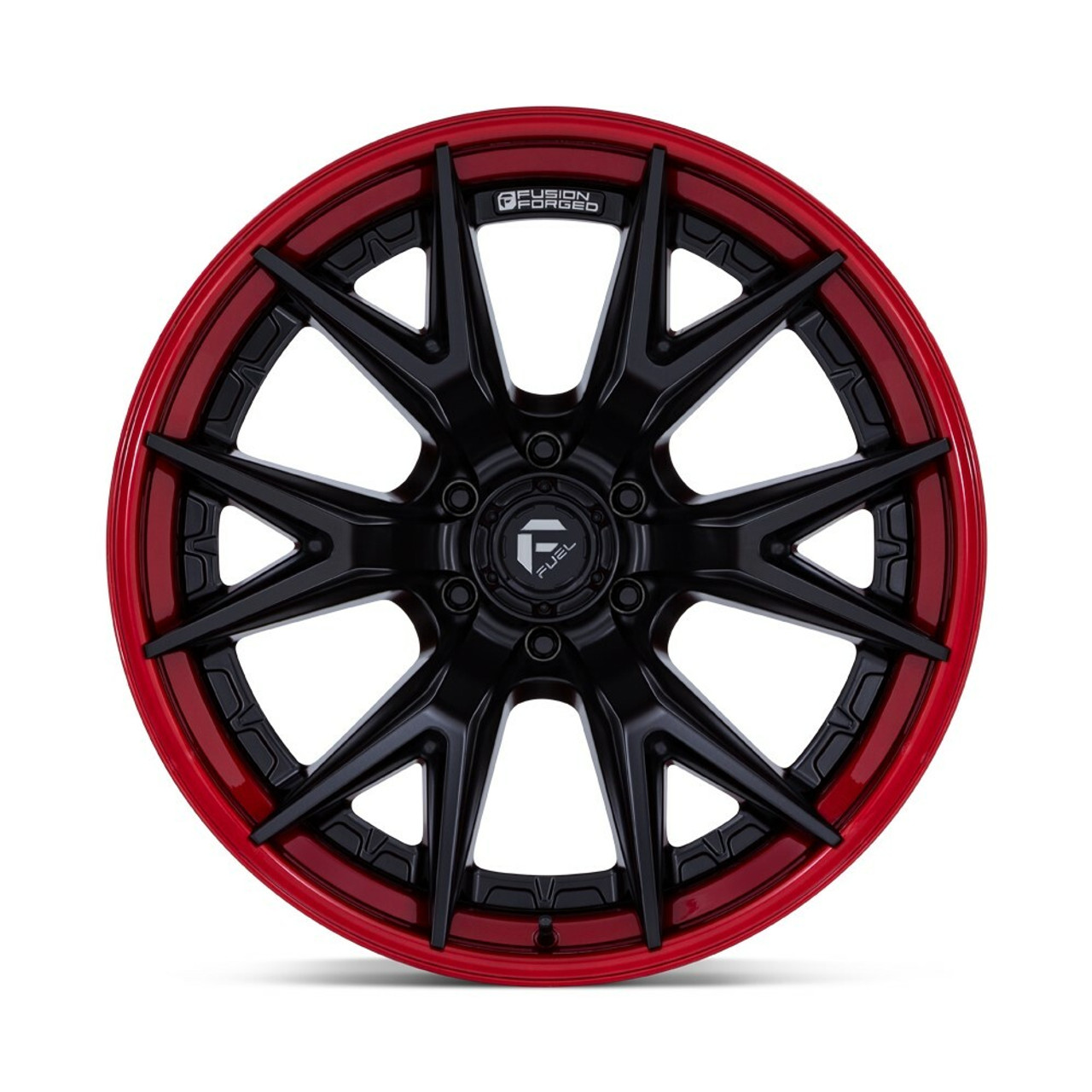 Fuel FC402 Catalyst 20x10 6x135 Matte Black Candy Red Lip 20" -18mm Lifted Wheel