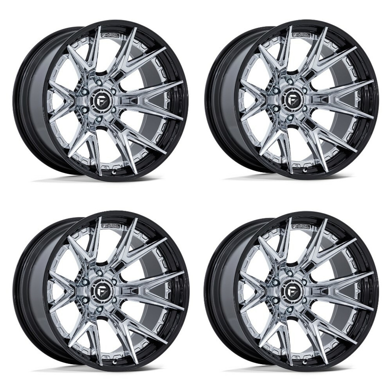 Set 4 Fuel FC402 Catalyst 20x9 6x135 Chrome Gloss Black Lip Wheels 20" 1mm Rims