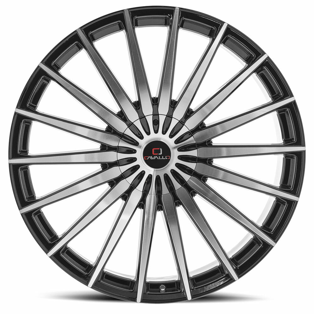 22" Cavallo CLV-34 Gloss Black & Machined Wheel 22x8.5 5x112 5x4.5 38mm Rim
