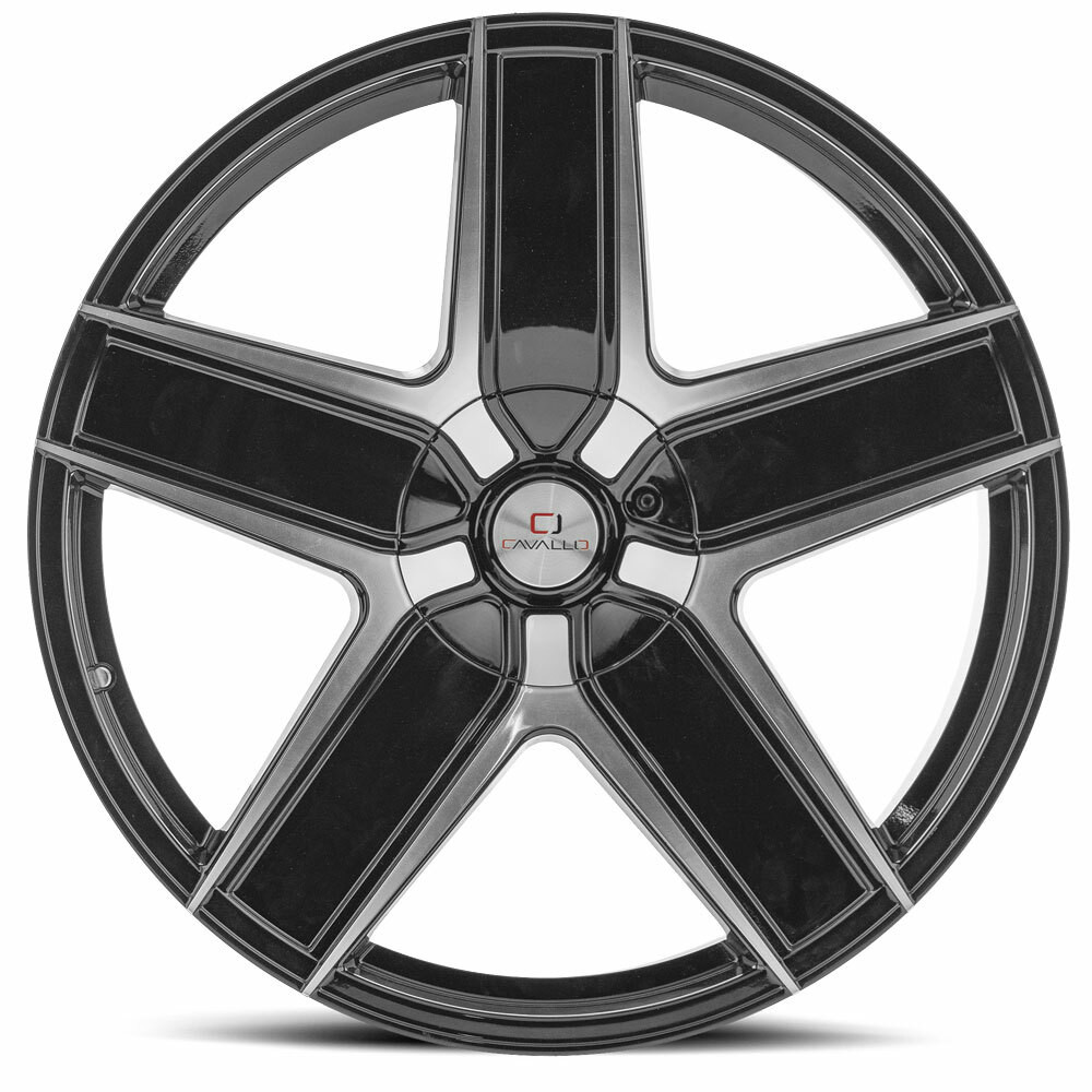 22" Cavallo CLV-31 Gloss Black & Machined Wheel 22x9.5 5x115 5x120 15mm Rim