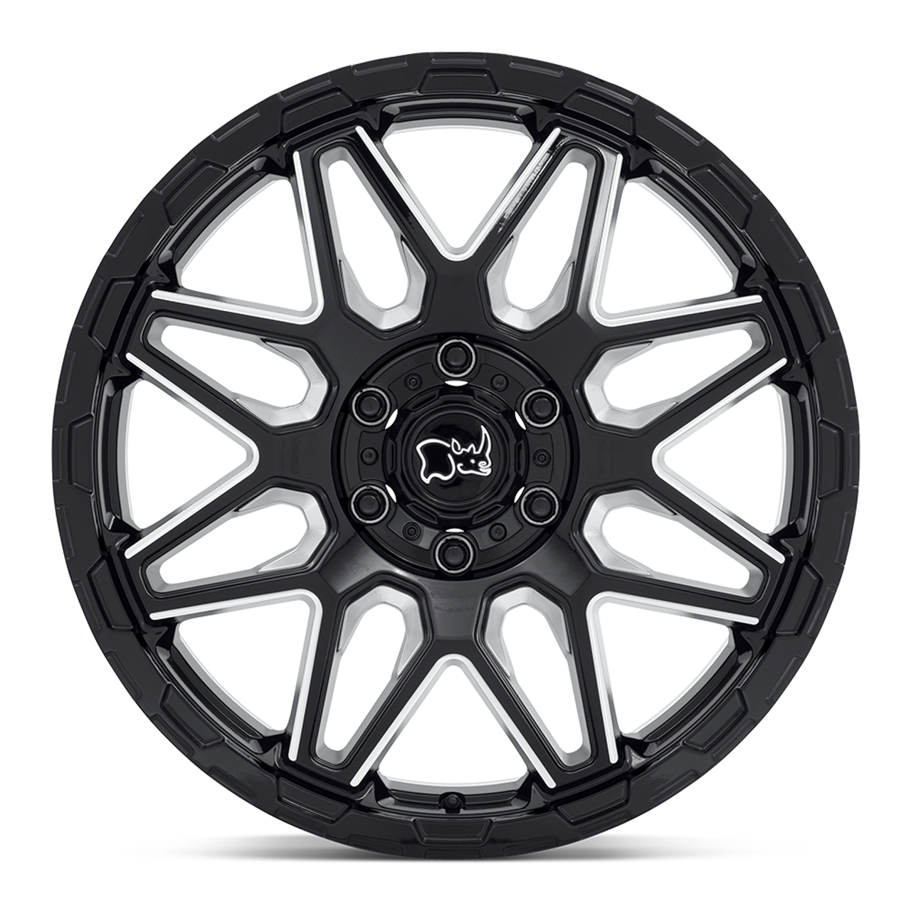 Black Rhino Shockwave 20x9.5 5x5.0 Gloss Black Milled Spokes Wheel 20" -18mm Black Rhino Shockwave 20x9.5 5x5.0 Gloss Black Milled Spokes Wheel 20" -18mm
