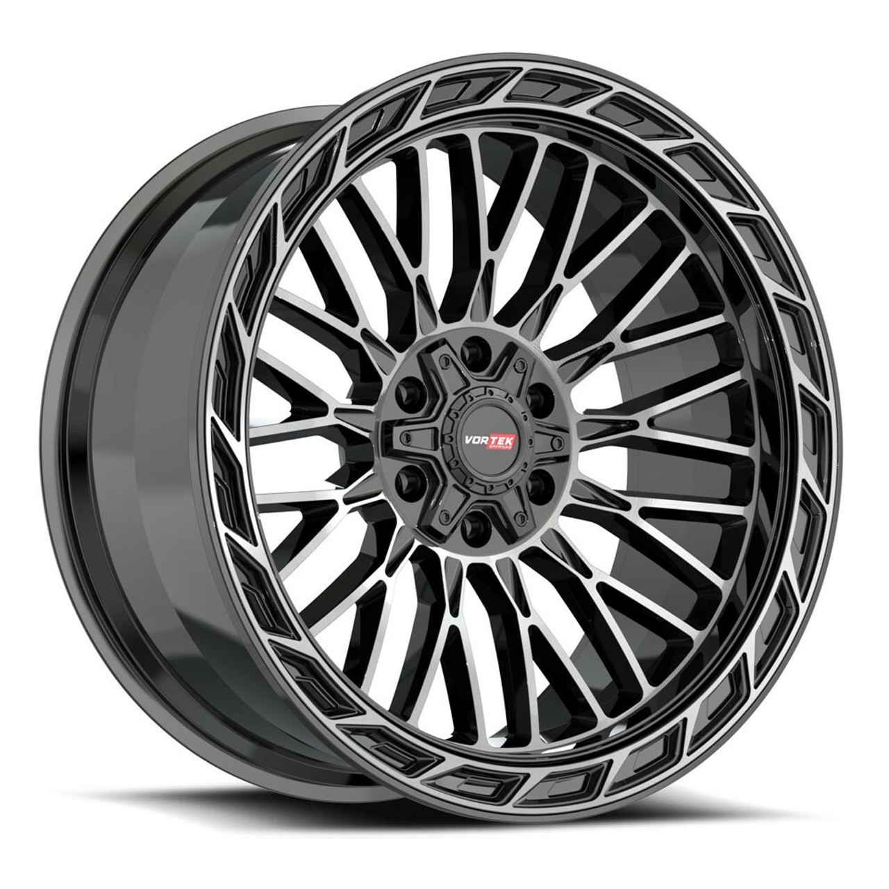 20" Vortek Black Diamond Cut Ring Dark Tint VRP-502 20x10 Wheel 5x5 5x5.5 -18mm