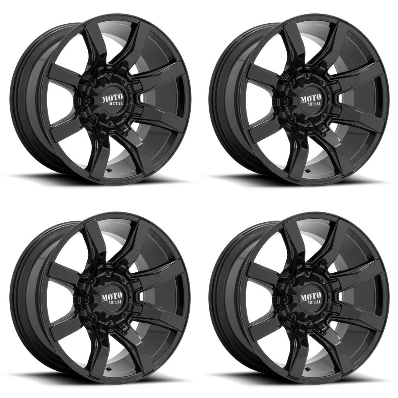 Set 4 22" Moto Metal MO804 Spider 22x10 Gloss Black 6x135 6x5.5 Wheels -18mm Rim
