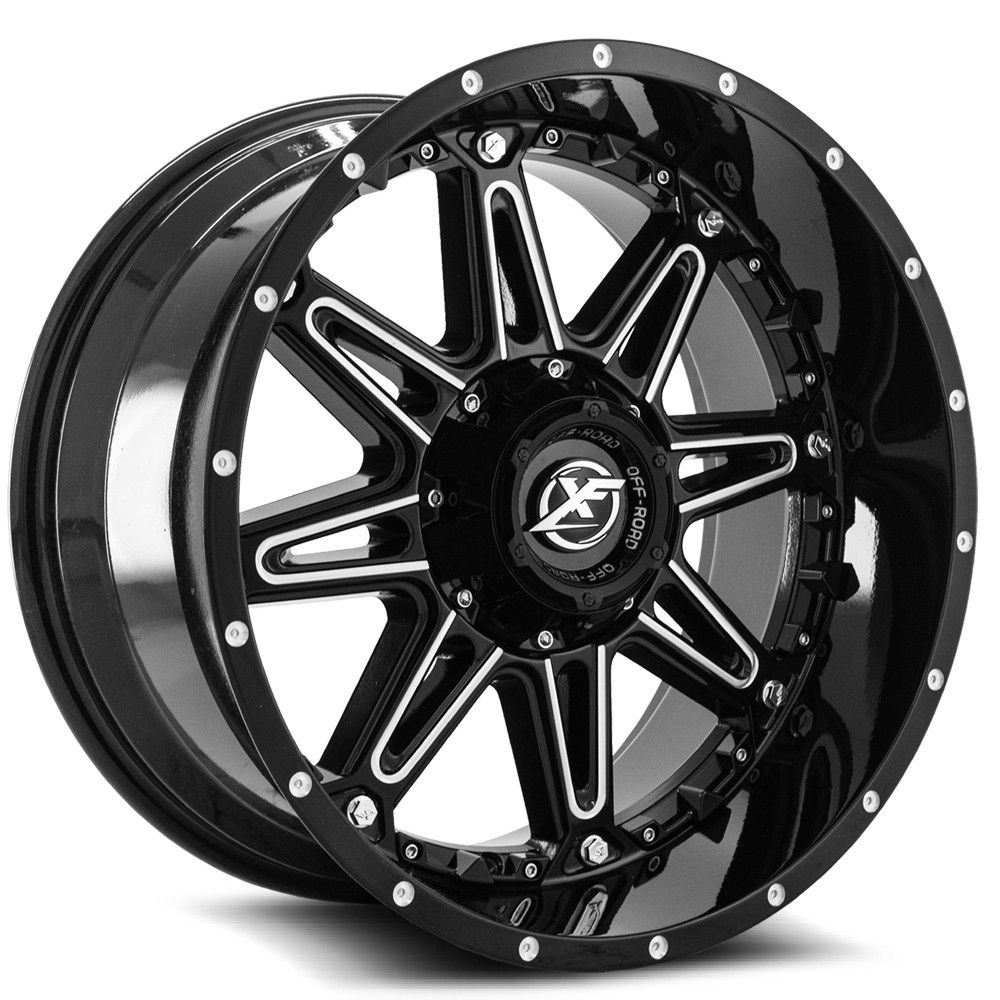 20" XF Off-Road XF-217 Black Milled Black Inserts Wheel 20x12 6x135 6x5.5 -44mm