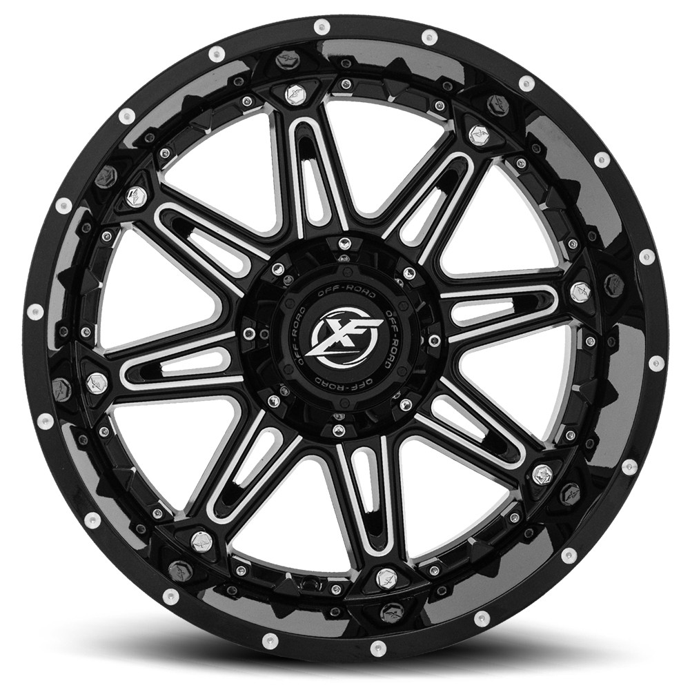 20" XF Off-Road XF-217 Black Milled Black Inserts Wheel 20x12 6x135 6x5.5 -44mm