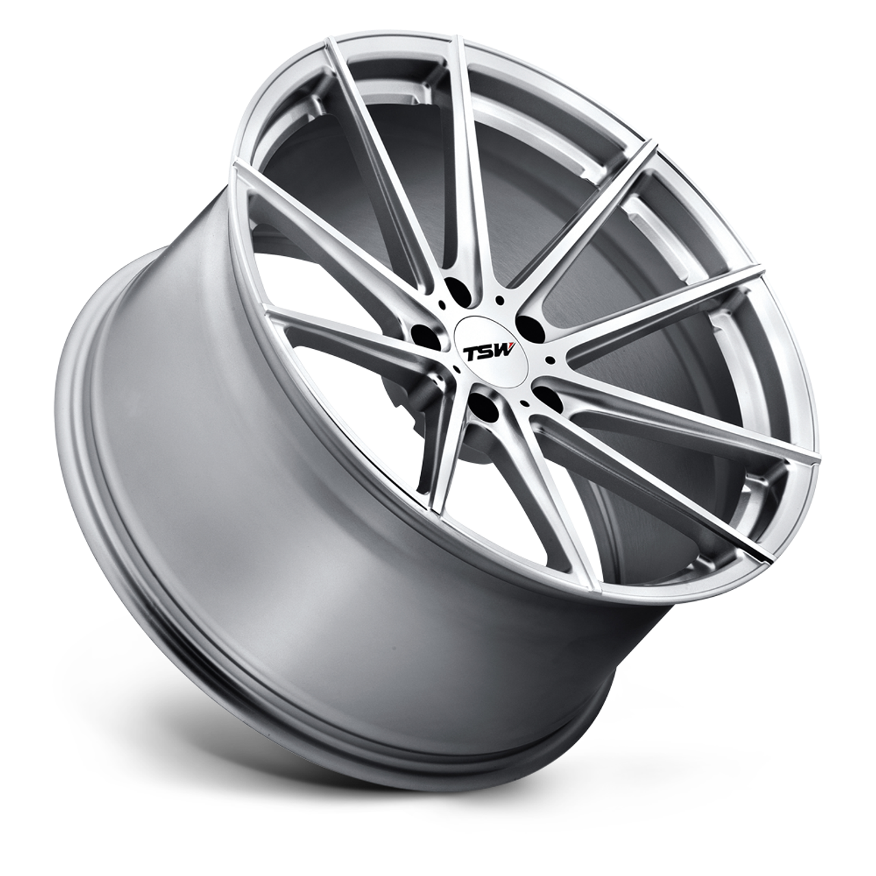 Set 4 TSW Bathurst 19x9 5x120 Silver W/ Mirror Cut Face Wheels 19" 15mm Rims