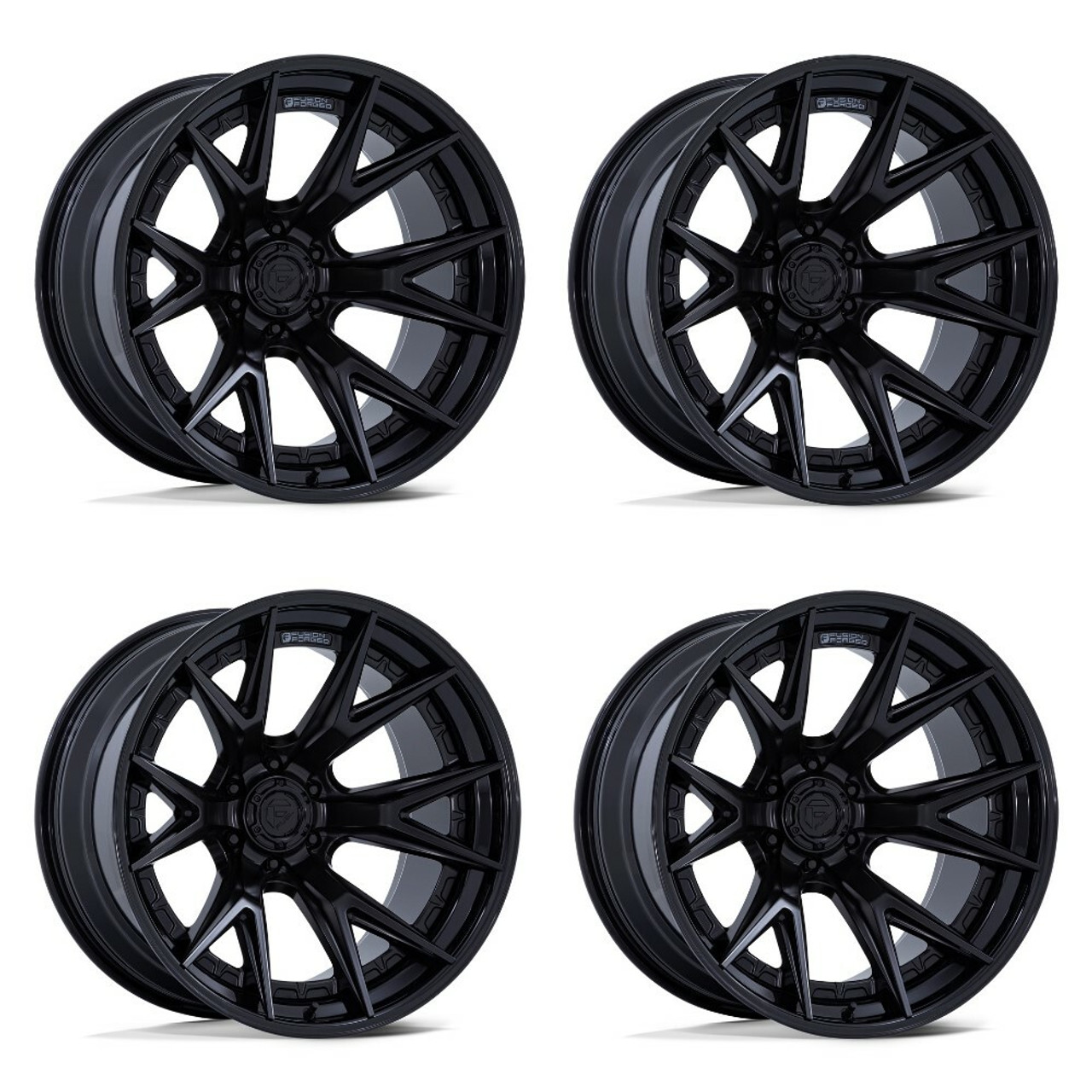 Set 4 Fuel FC402 Catalyst 20x9 6x135 Matte Black Gloss Black Lip Wheels 20" 1mm