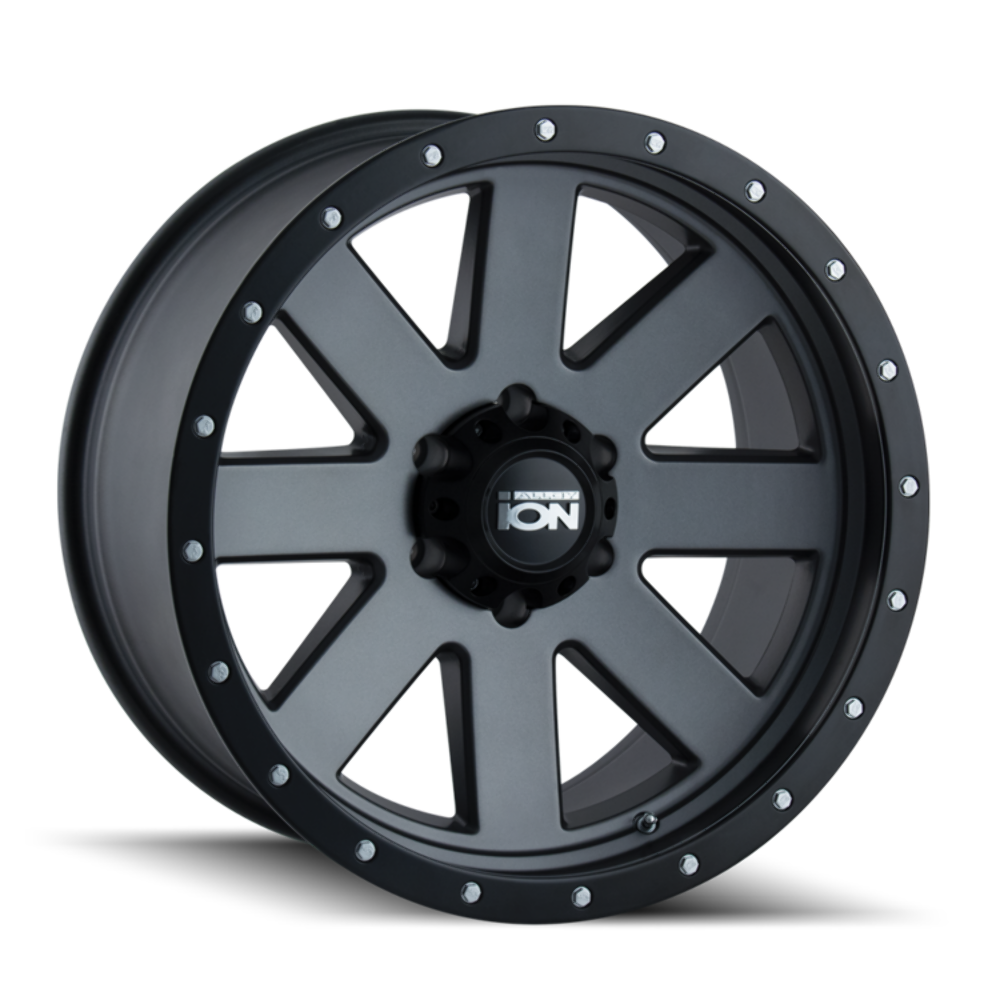 18" Ion 134 18x10 Matte Gunmetal Black Beadlock 6x5.5 Wheel -19mm Lifted Rim