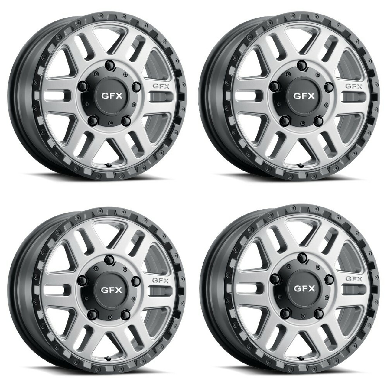 Set 4 17" Voxx G-FX MV2 Matte Grey Matte Black Lip Wheels 17x8 6x130 60mm Rims