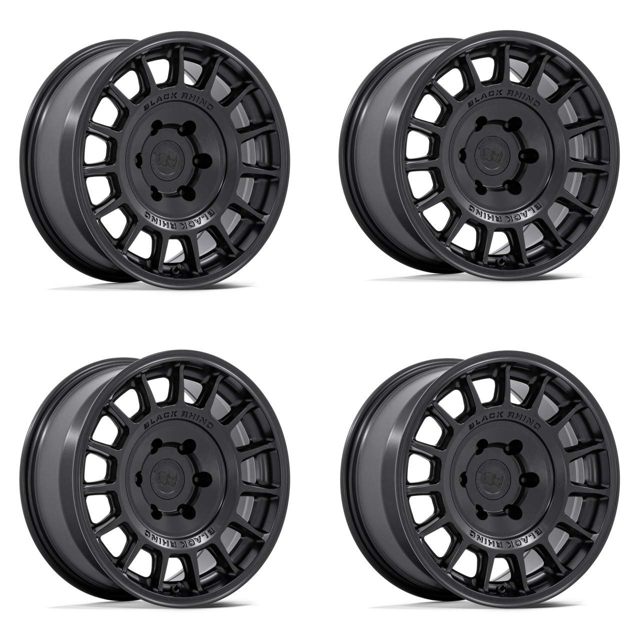 Set 4 Black Rhino BR015 Voll 17x8 Matte Black Wheels 5x4.5 17" 38mm Truck Rims
