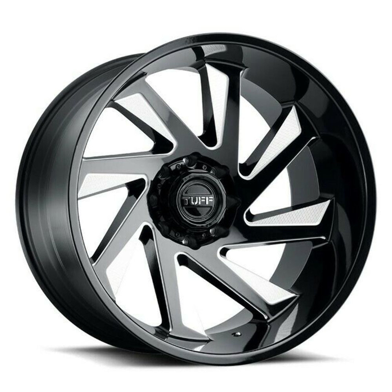 22" TuFF T1B Gloss Black W/ Milled Spokes Wheel 8X6.5 -45mm Rim 22" TuFF T1B Gloss Black W/ Milled Spokes Wheel 8X6.5 -45mm Rim