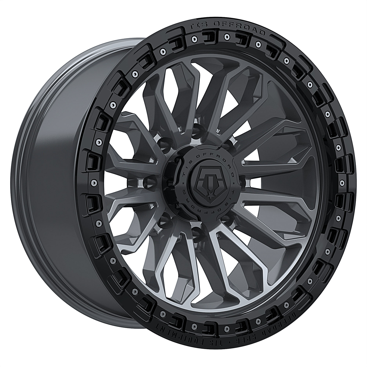 20" TIS 556AB Satin Anthracite Black Ring 20x10 Wheel 8x180 -20mm For Chevy GMC