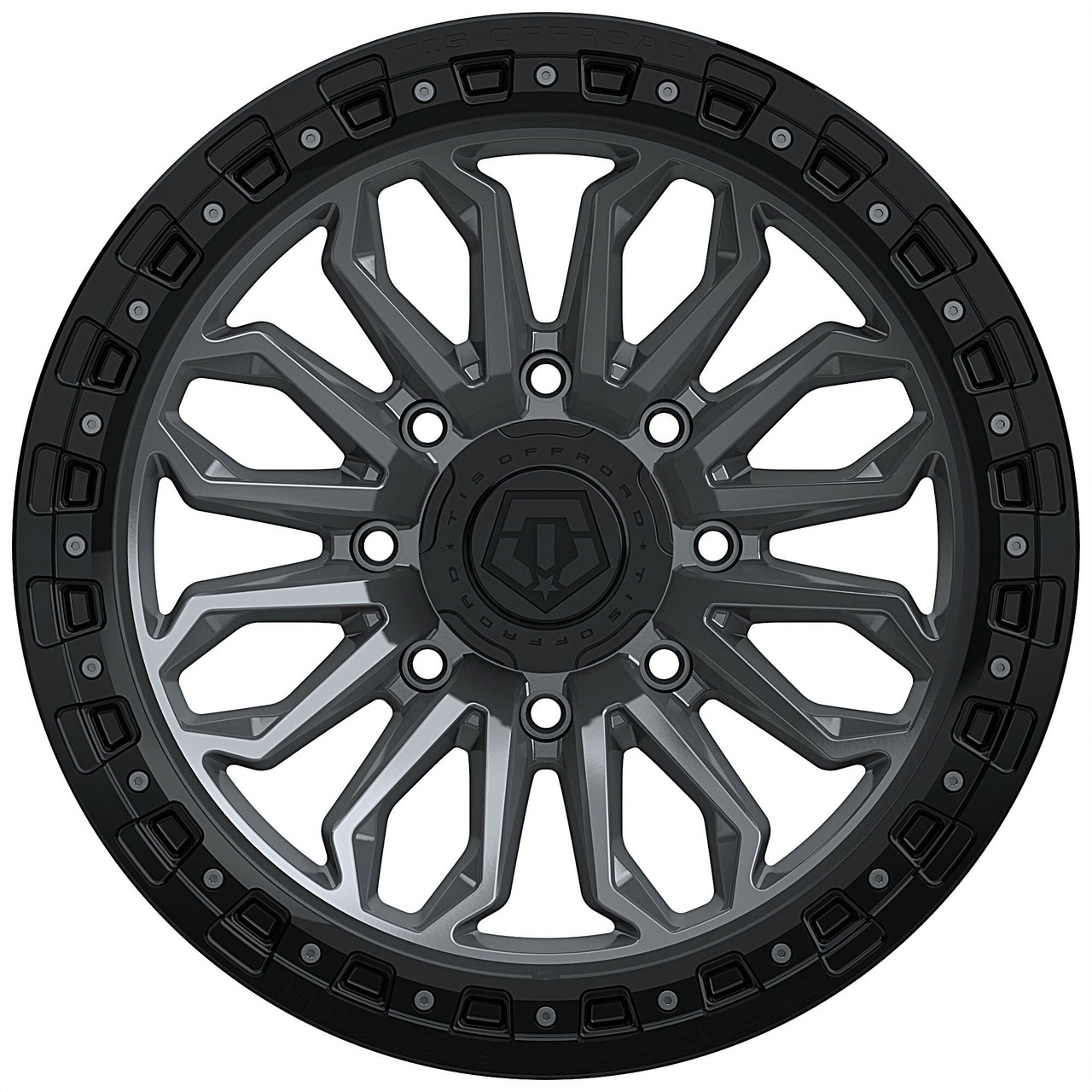 20" TIS 556AB Satin Anthracite Black Ring 20x10 Wheel 8x180 -20mm For Chevy GMC