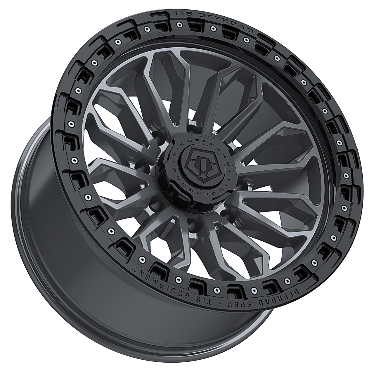 20" TIS 556AB Satin Anthracite Black Ring 20x10 Wheel 8x180 -20mm For Chevy GMC