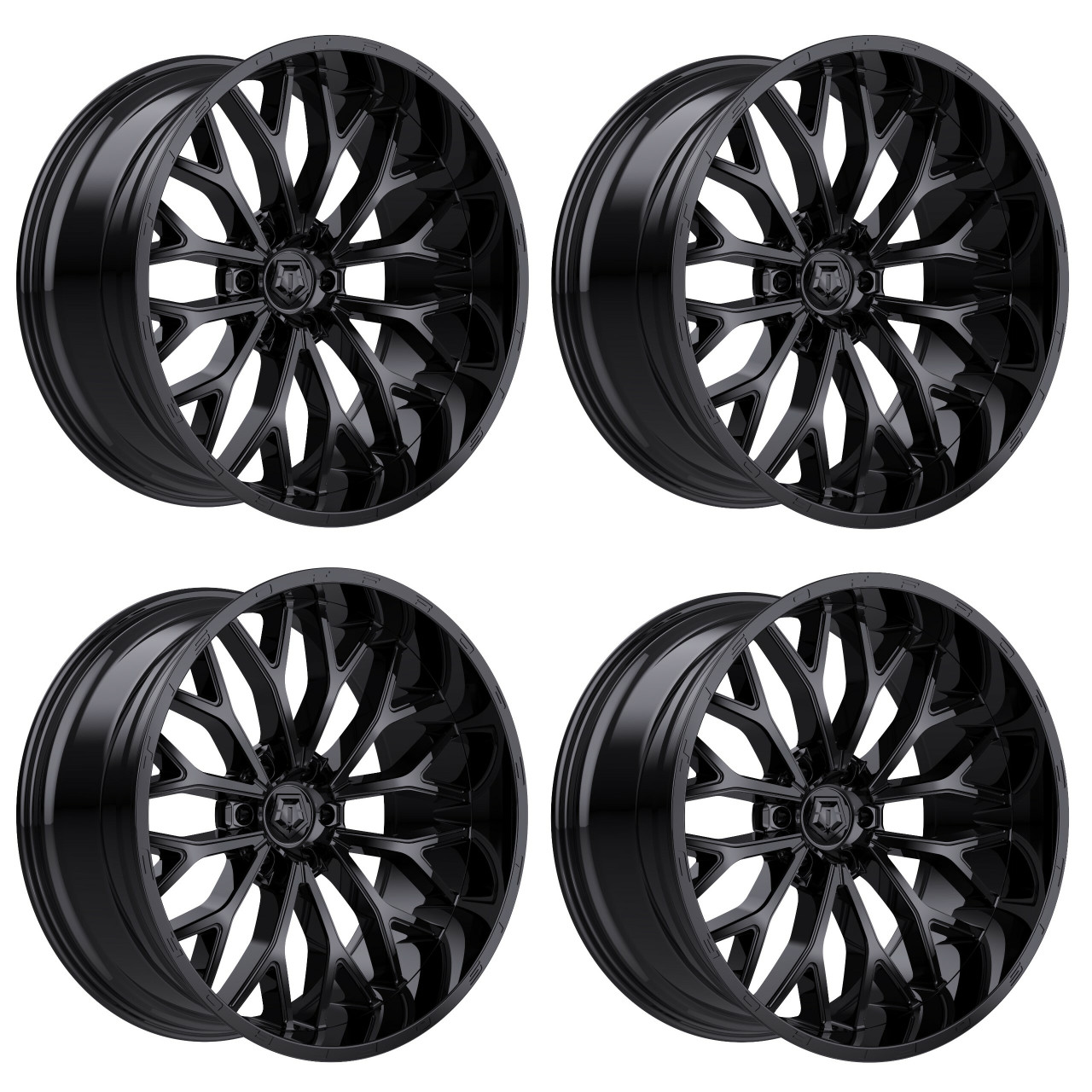 Set 4 24" TIS 565B Gloss Black 24x10 Wheels 6x5.5 -24mm Lifted Truck Rims