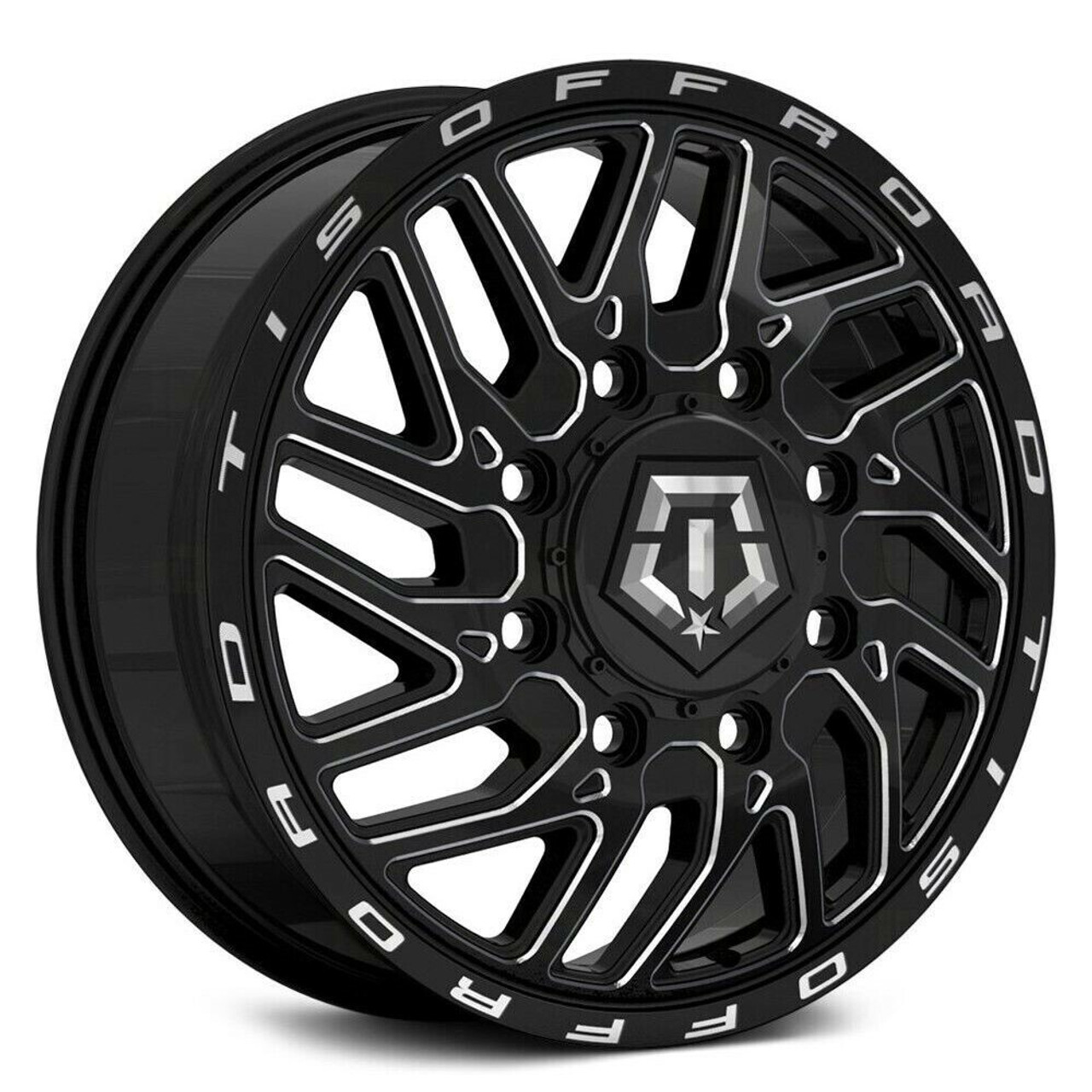 20" TIS 544BM Gloss Black Milled Front Dually 20x8.25 8x200 127mm Truck Wheel